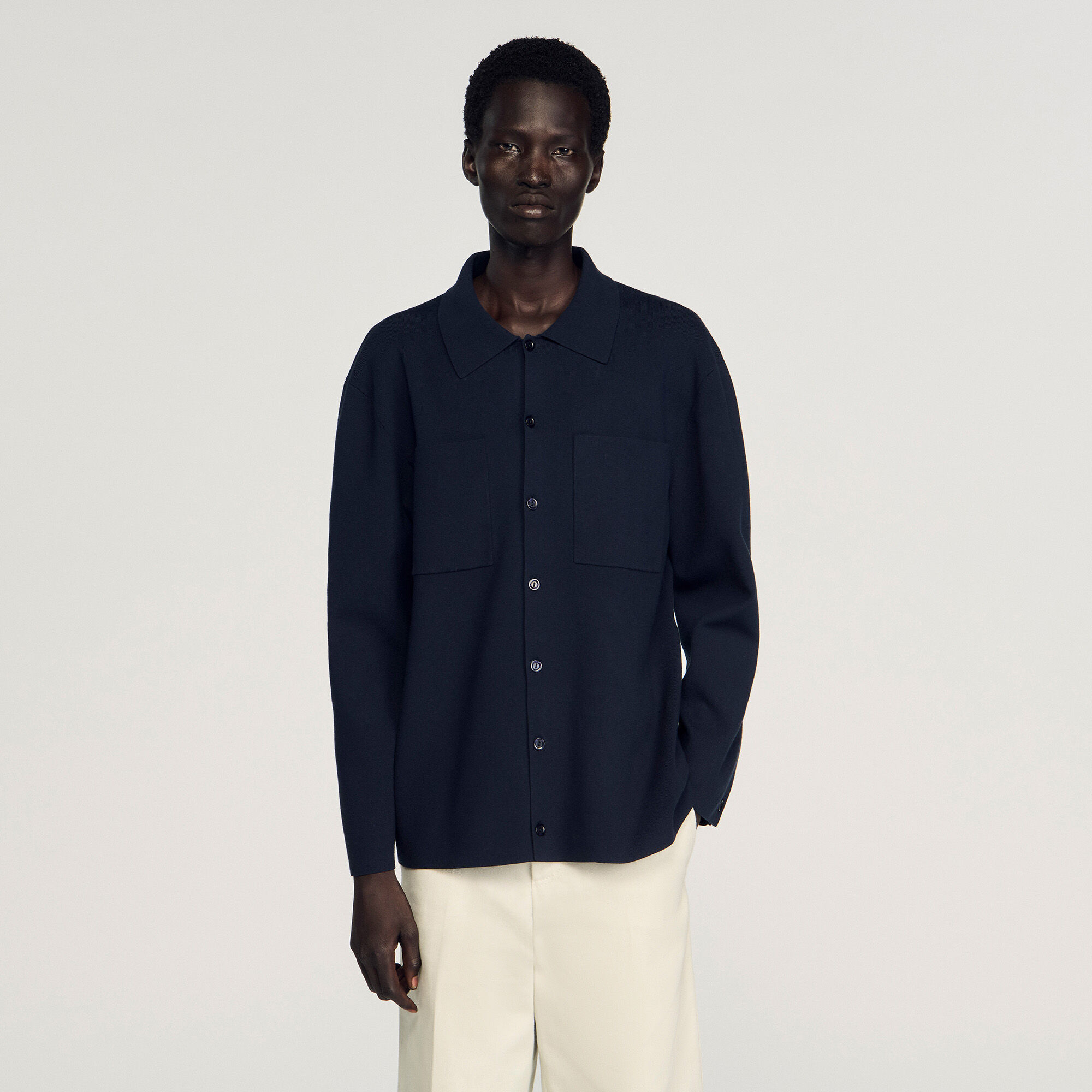 Knitted shirt jacket