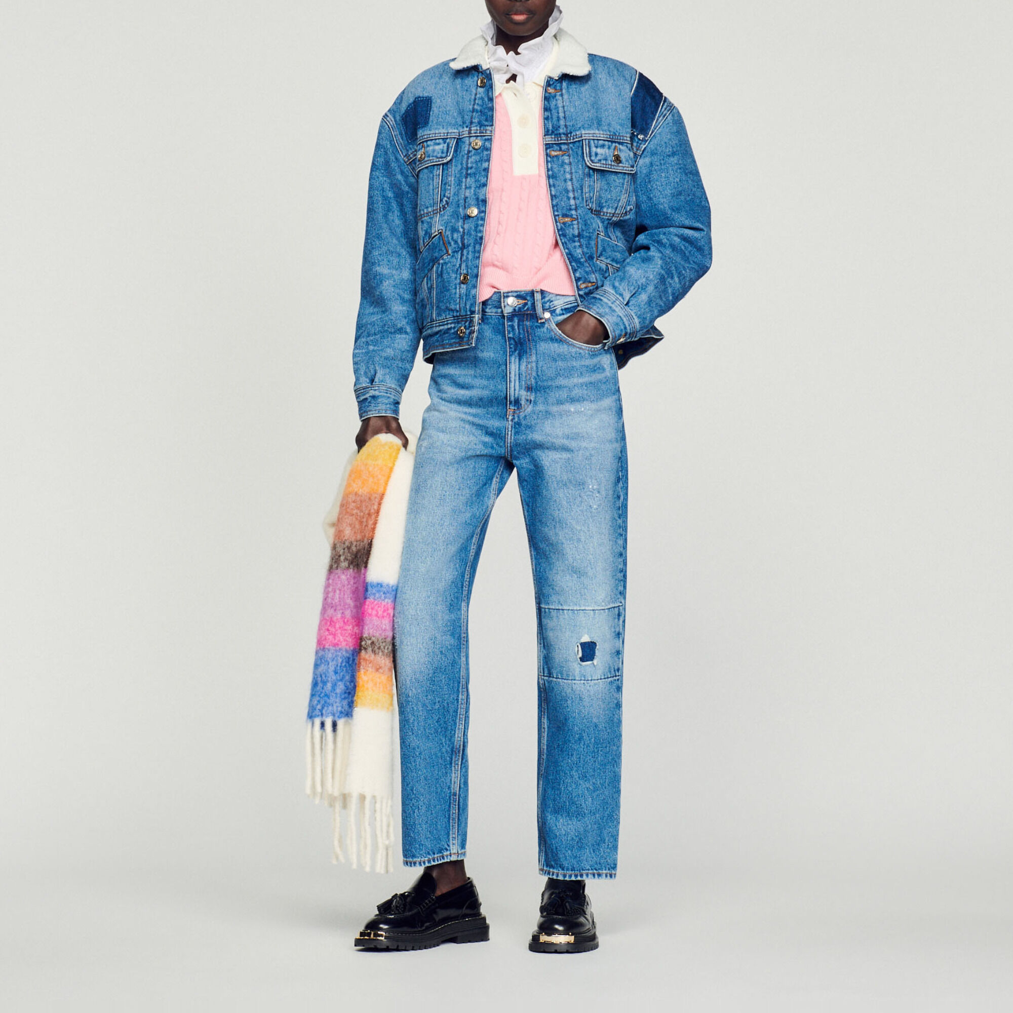 Sandro denim jacket womens discount