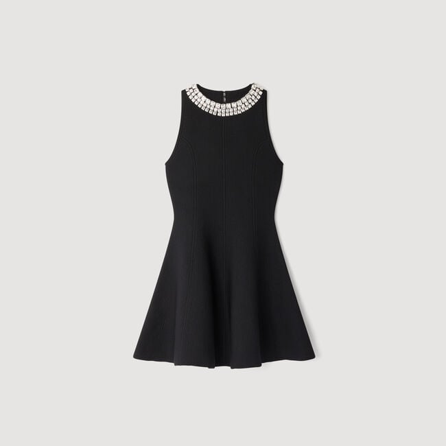 Mini dress with rhinestone collar