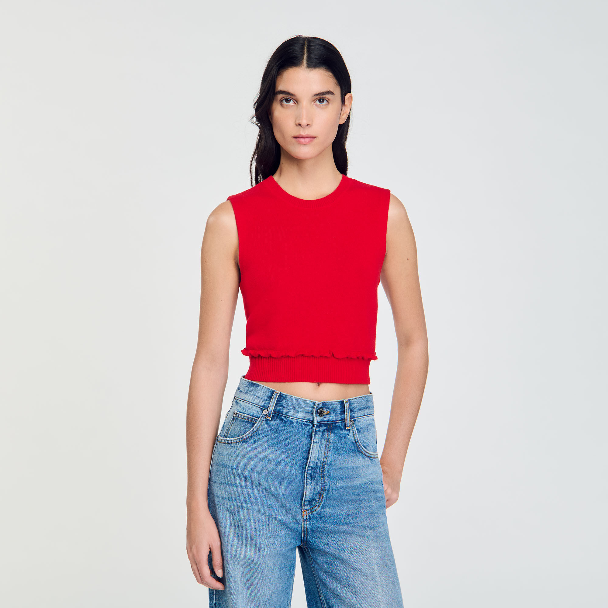 Ruffled Crop Sweater