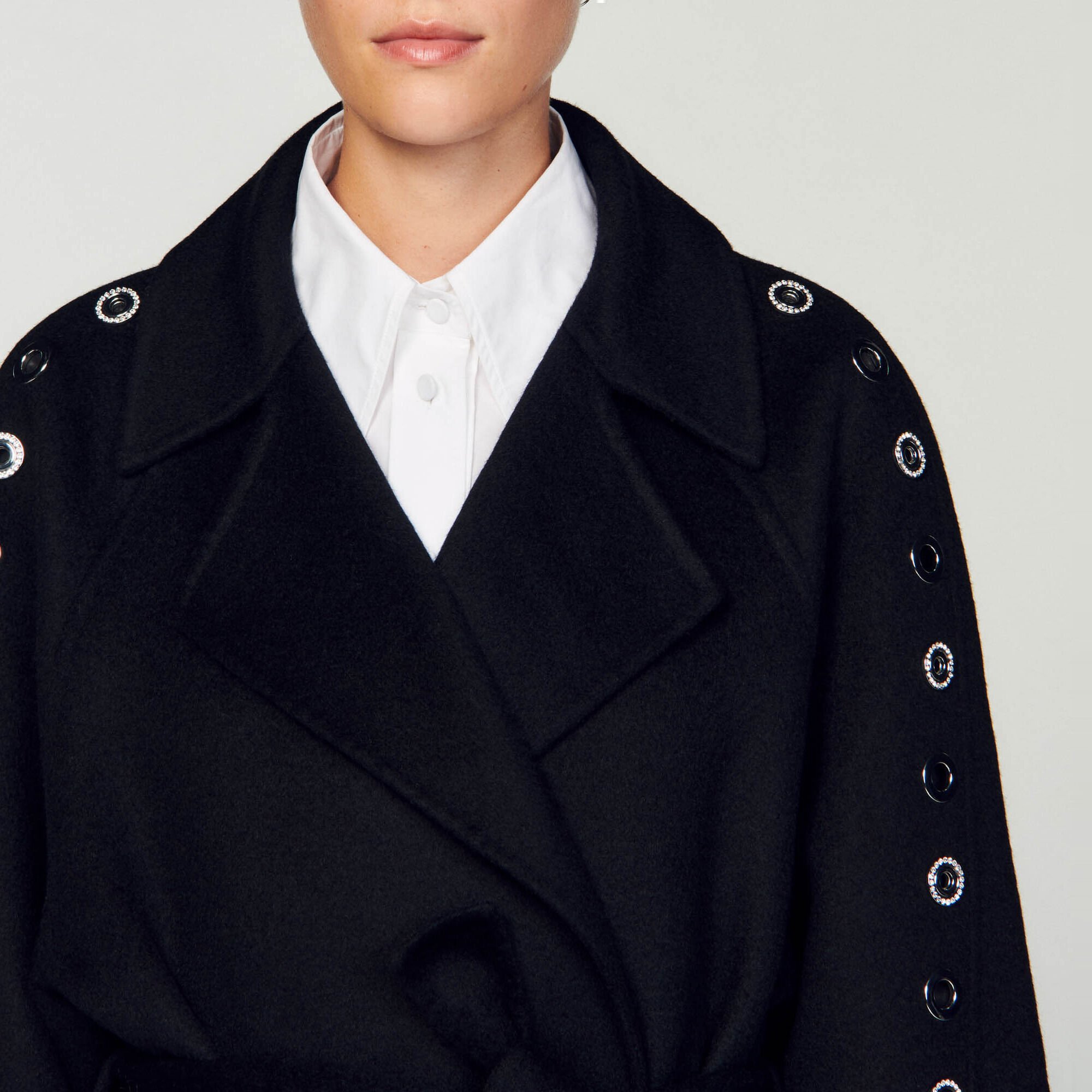Eyelet trench coat