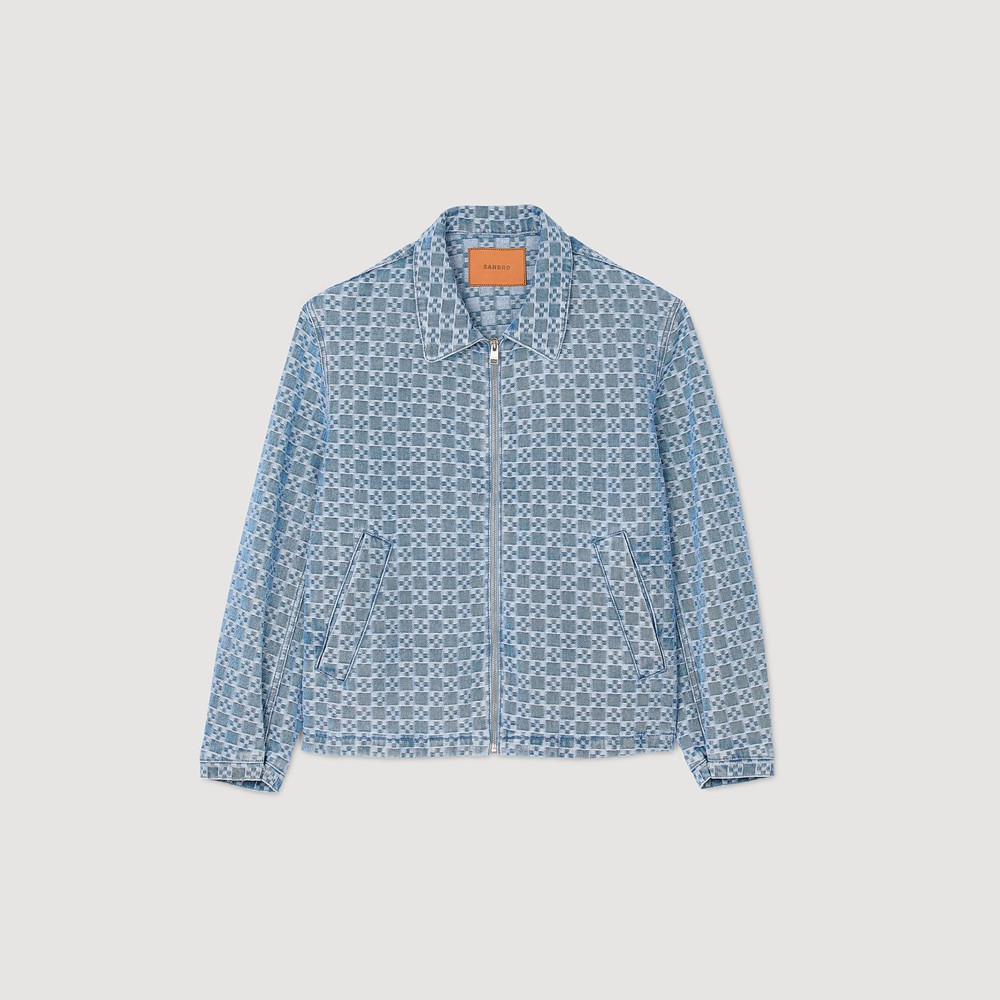 Square cross denim jacket for Men | Sandro Paris