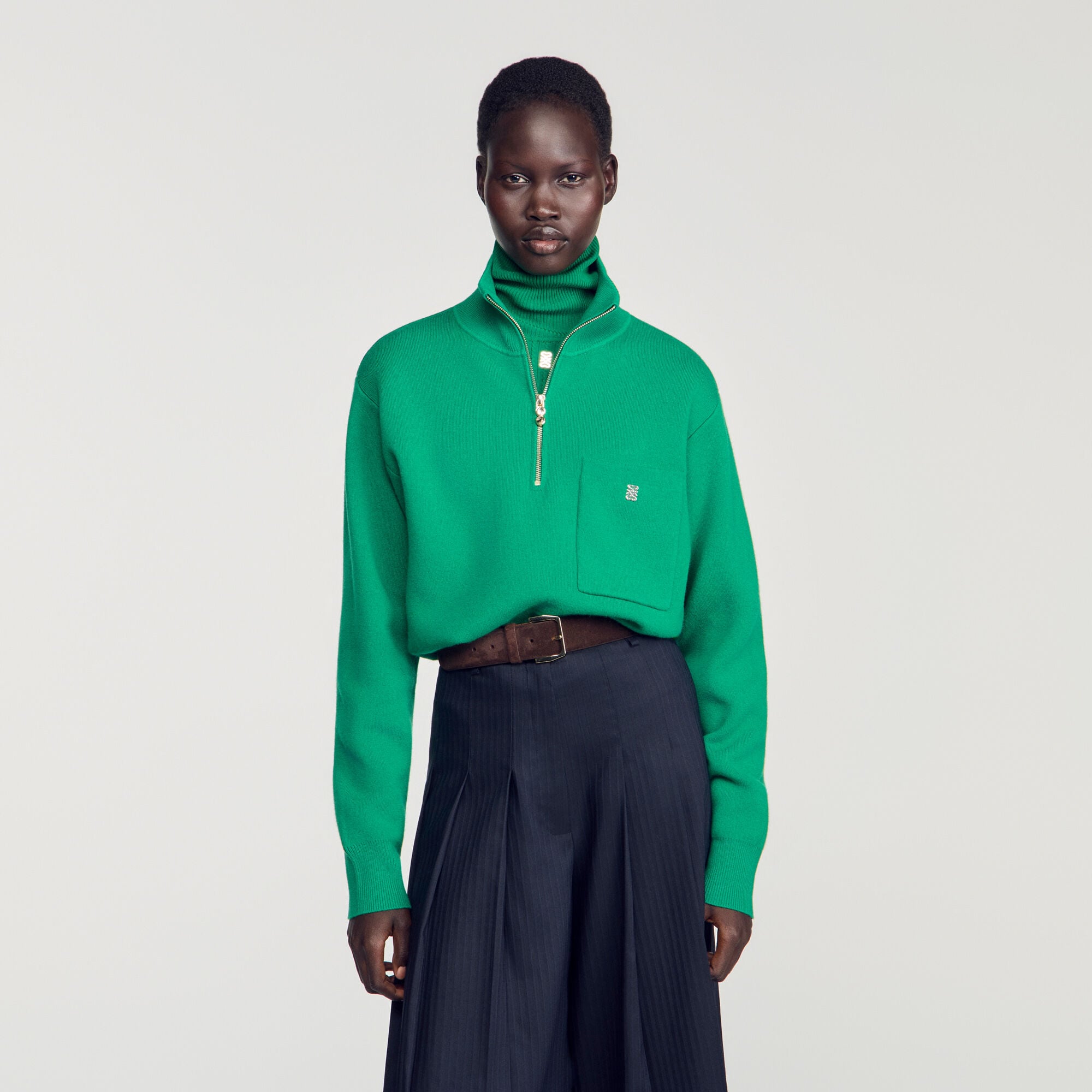 Wool and cashmere half-zip sweater - Women | Sandro