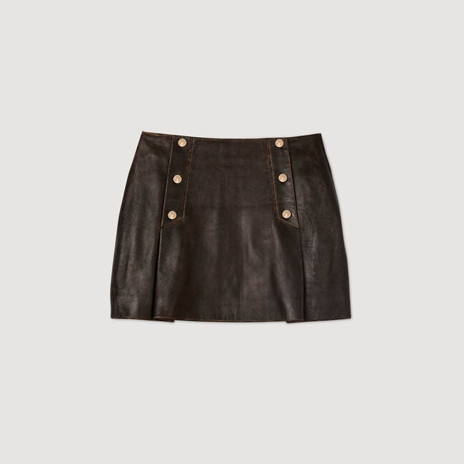 Mini aged leather skirt