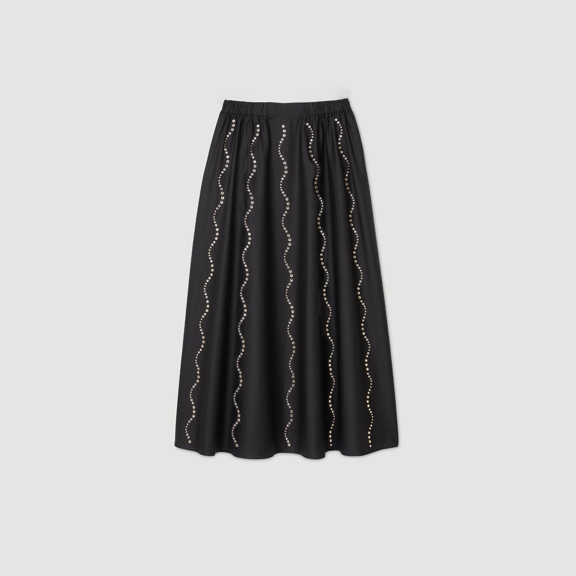 Maxi rhinestone skirt black / gray For Women | Sandro Paris