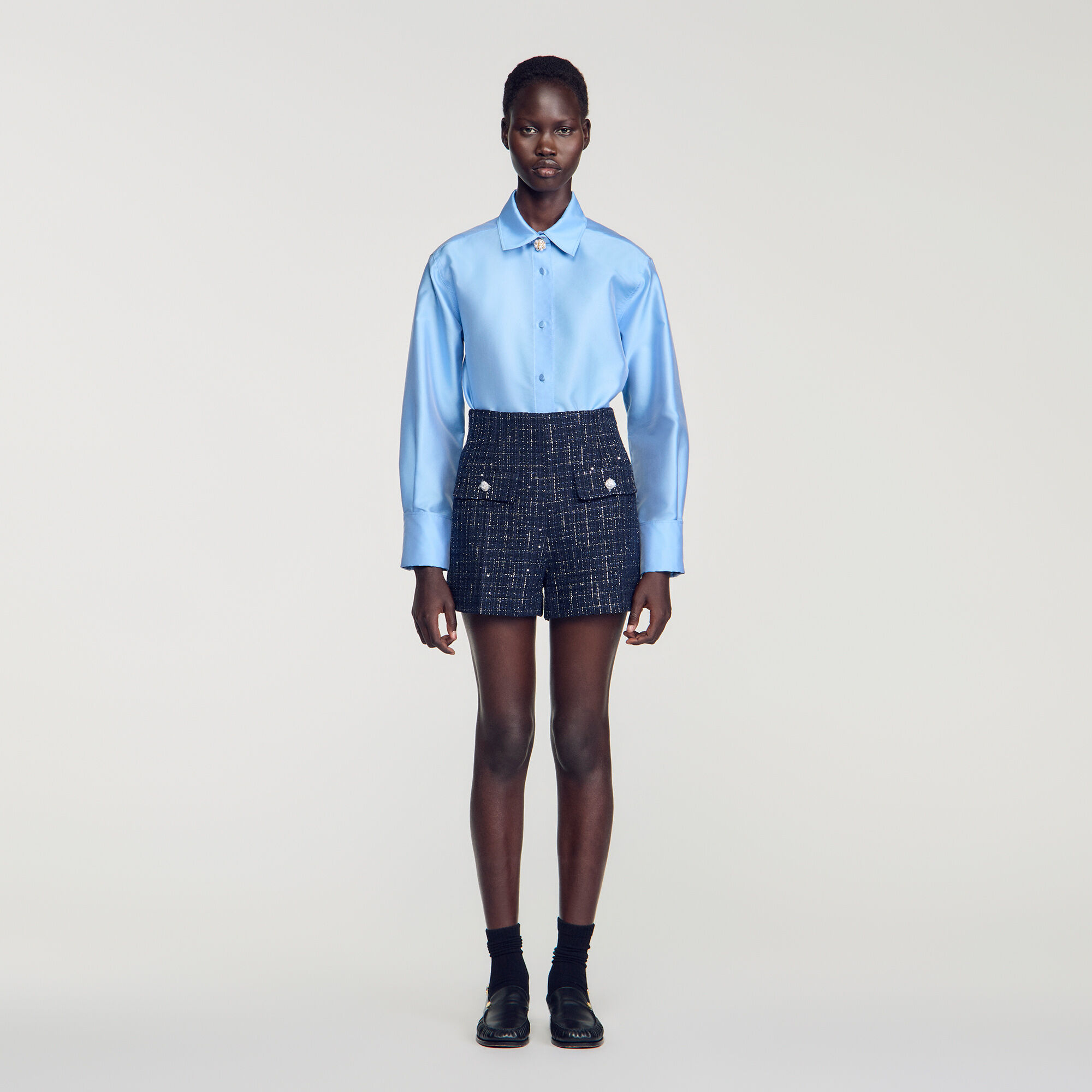 Decorative tweed shorts