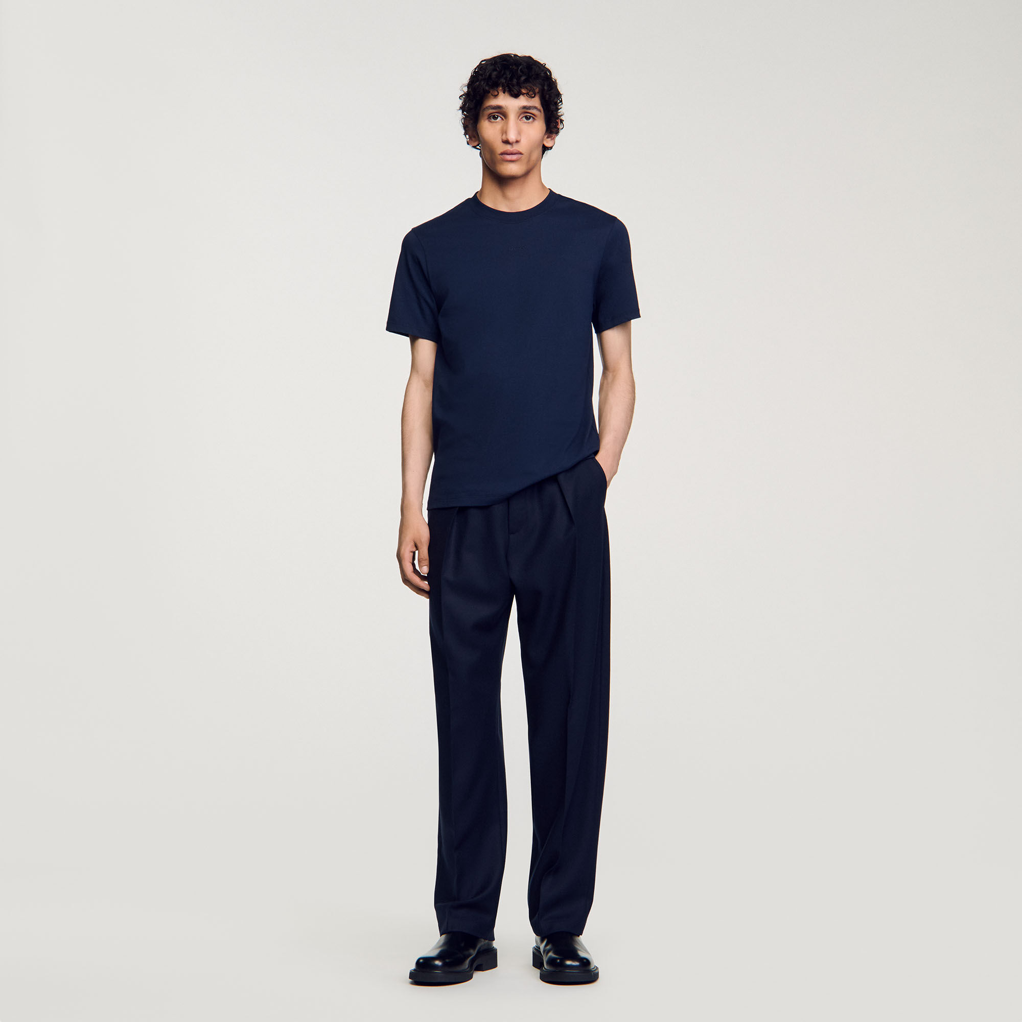 Short-sleeved T-shirt blue for Men | Sandro Paris