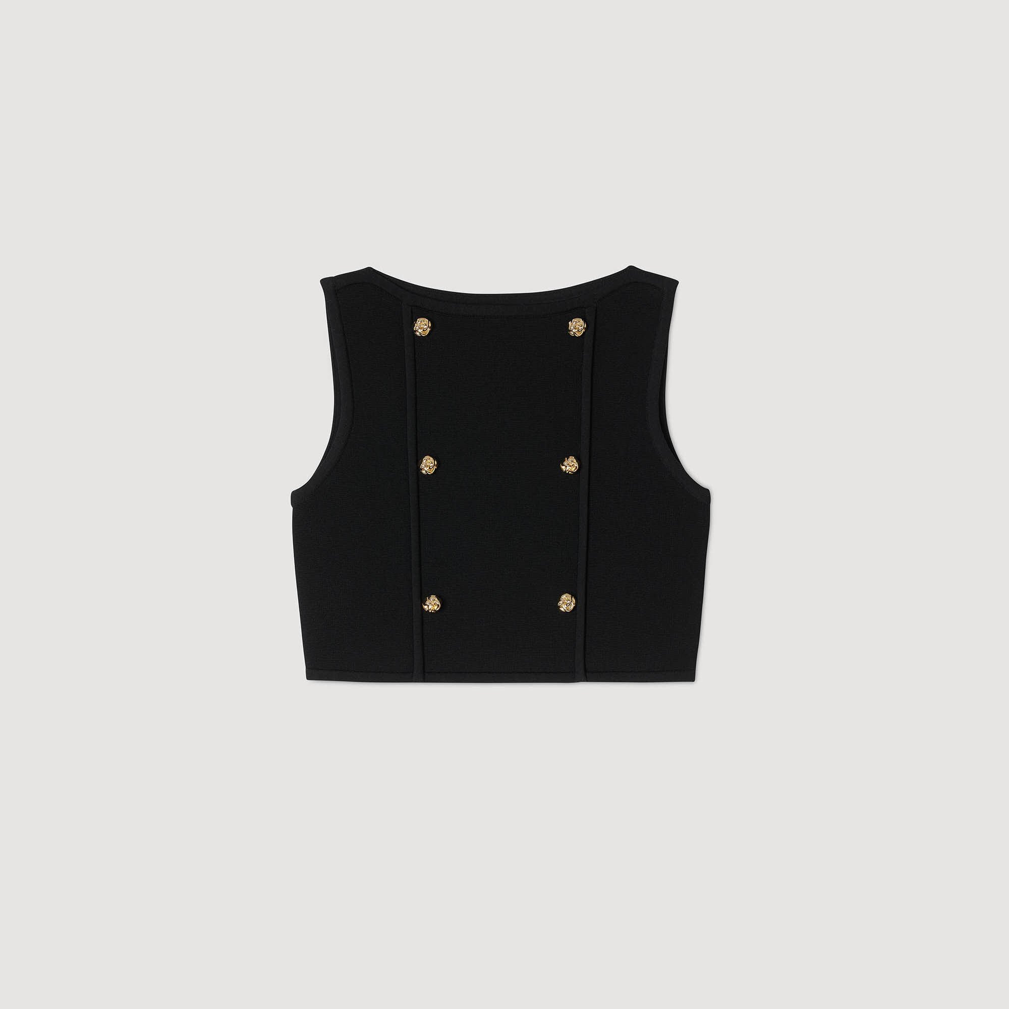 Button detail cropped knit top