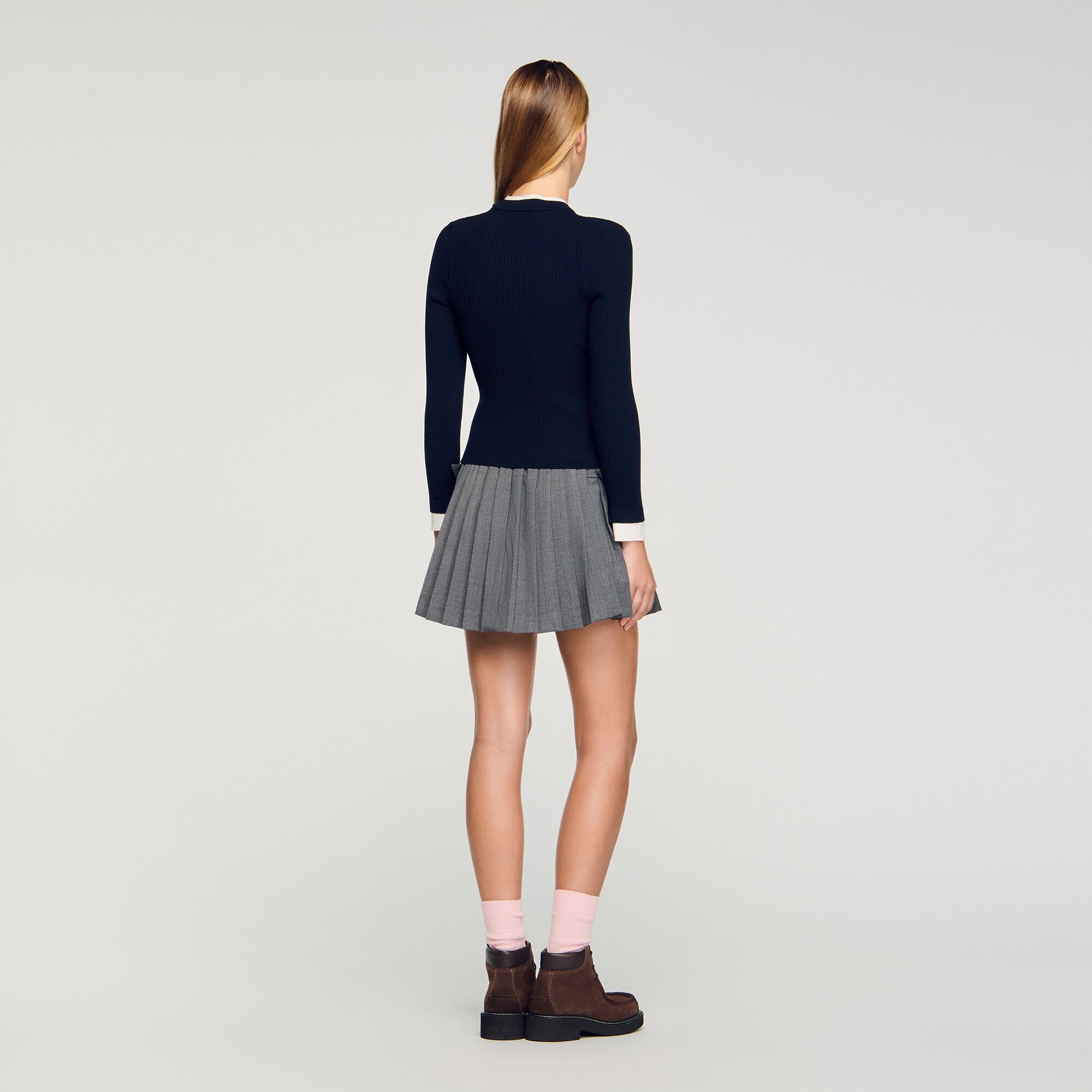 Layered effect wool blend sweater