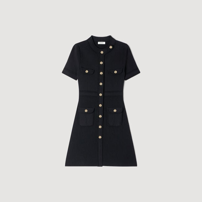 Button-up knit mini dress