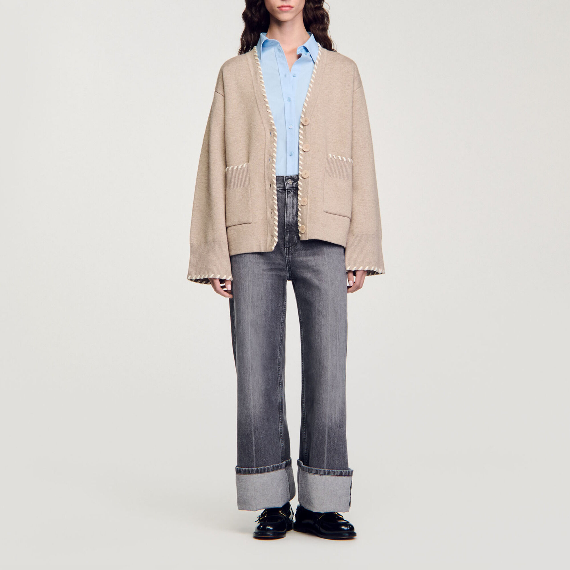 Cardigan with contrast trim