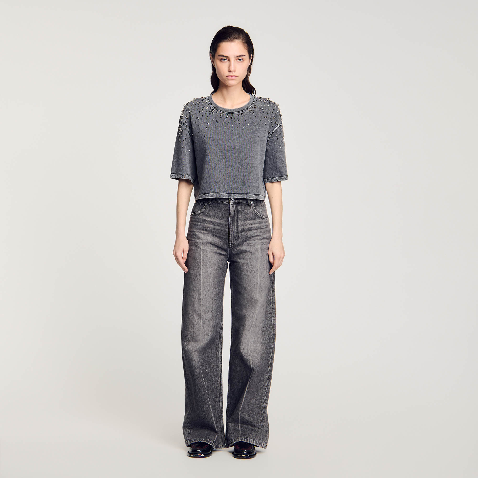 Rhinestone cropped T-shirt