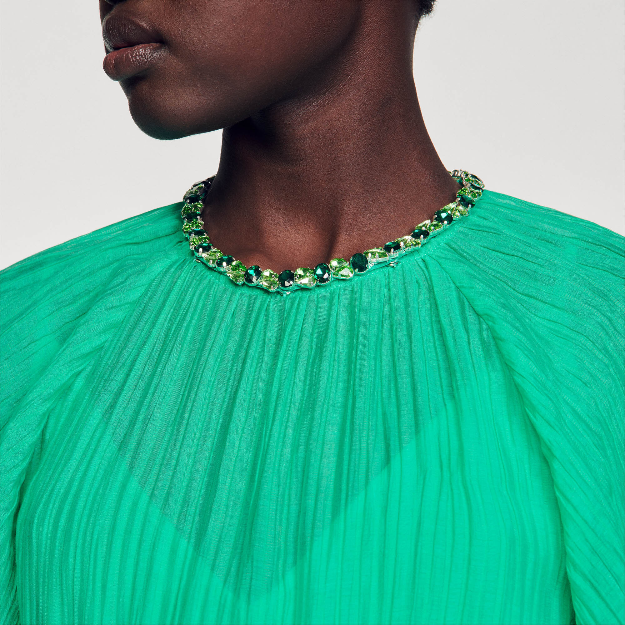 Midi Dress With Rhinestone Neck