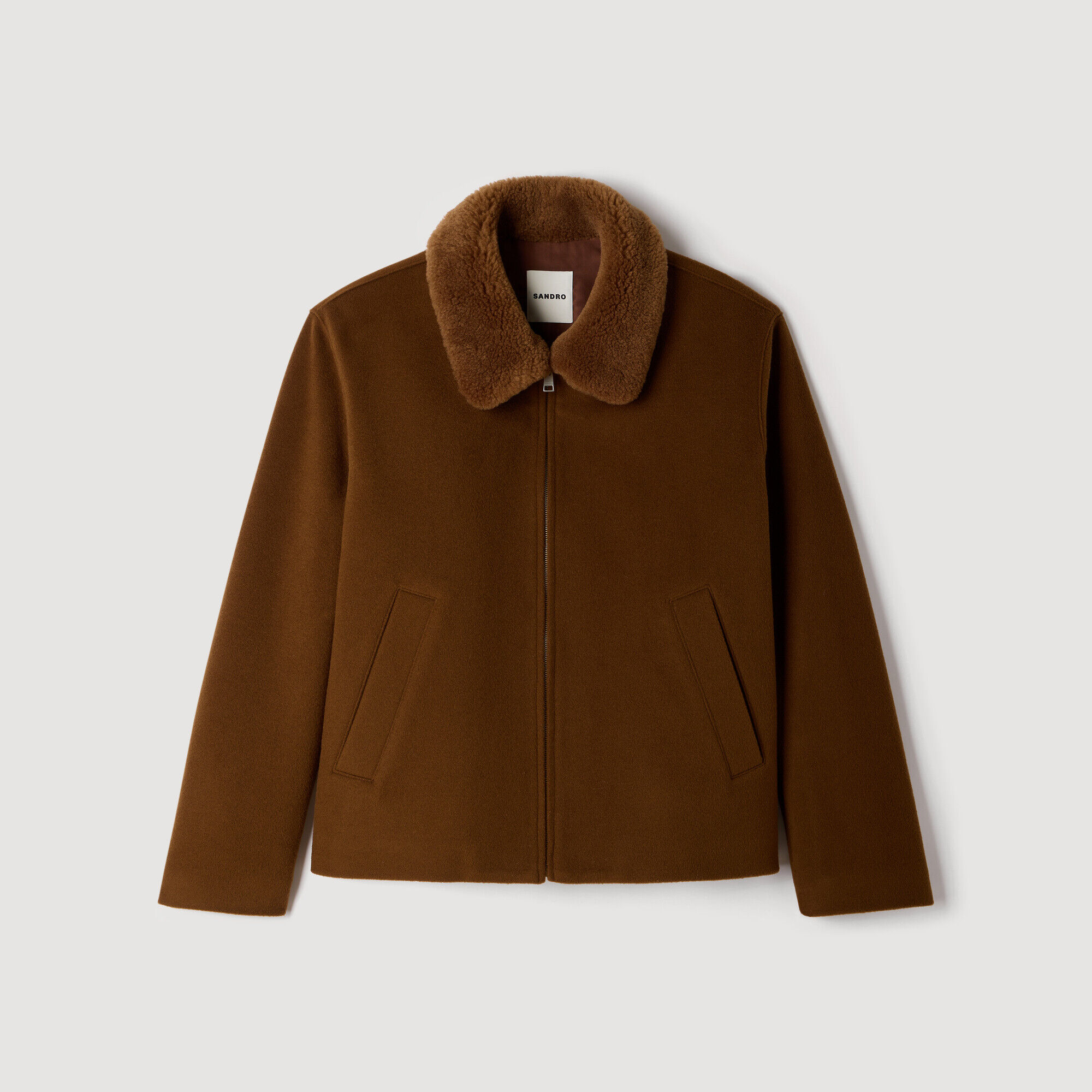 Wool and cashmere jacket in Camel for Men | Sandro Paris