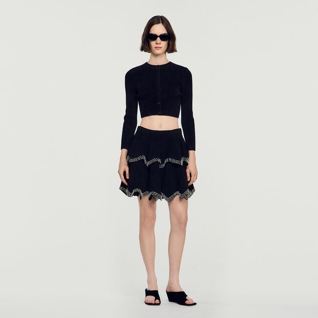 Velvet knit cropped cardigan - Women | Sandro