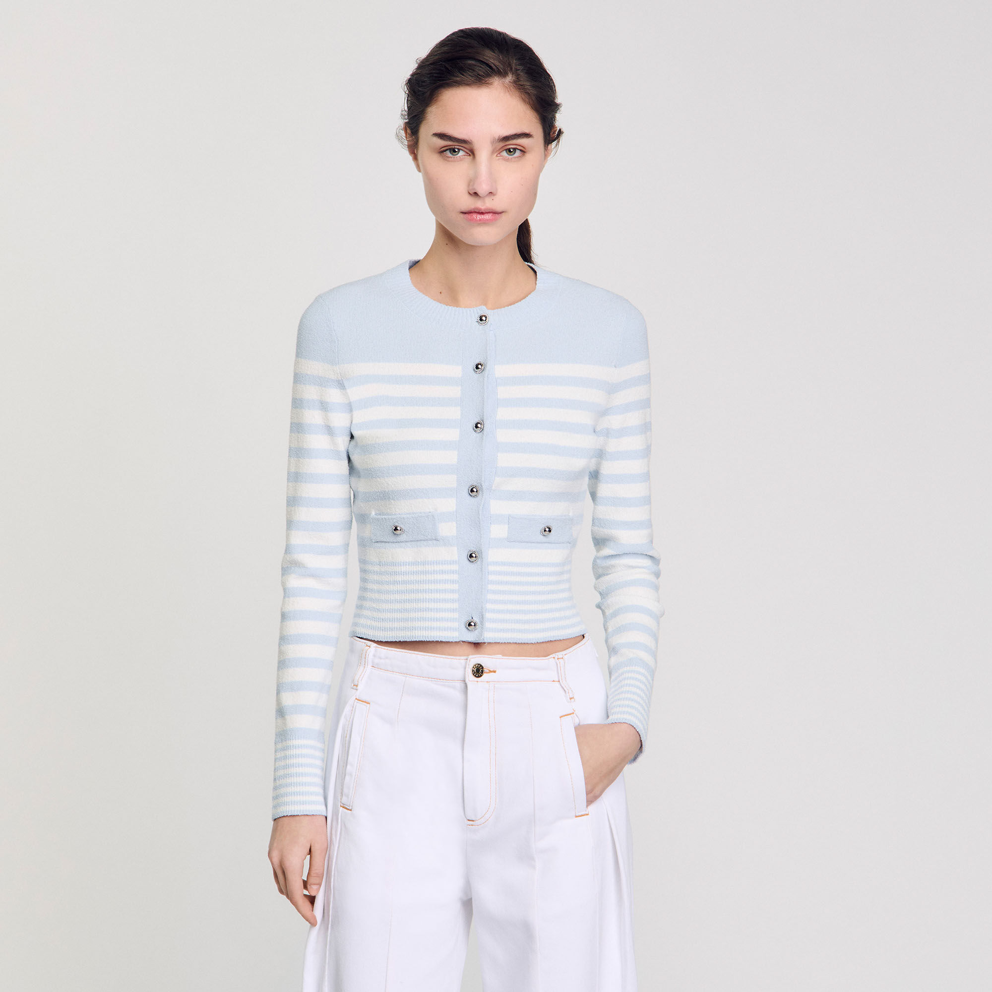 Striped cardigan blue For Women | Sandro Paris