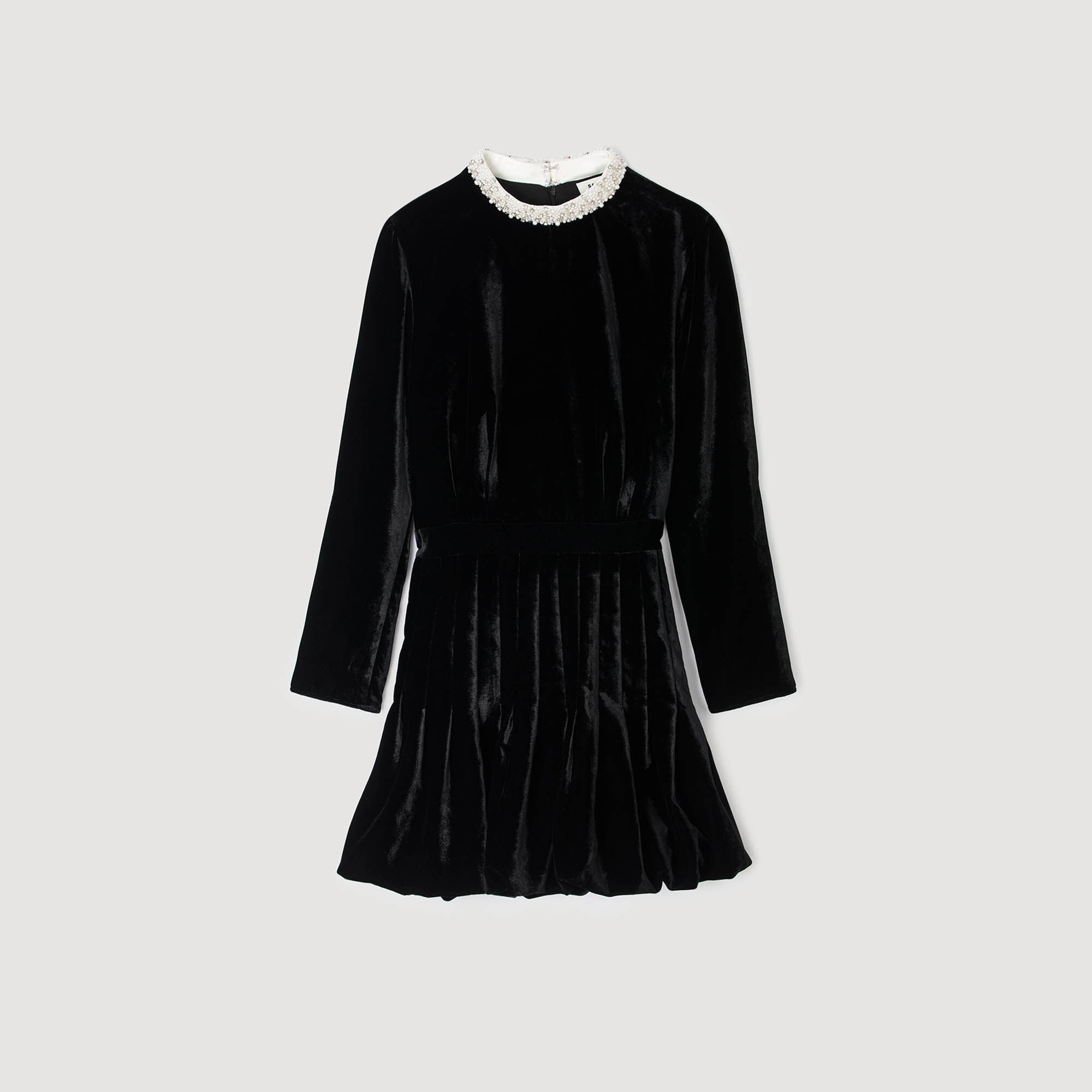 Beaded velvet mini dress