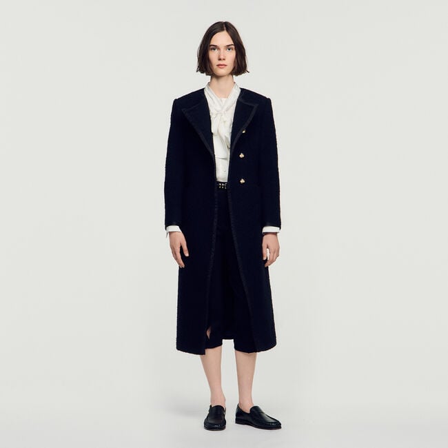 Tweed coat with jewel buttons - Women | Sandro