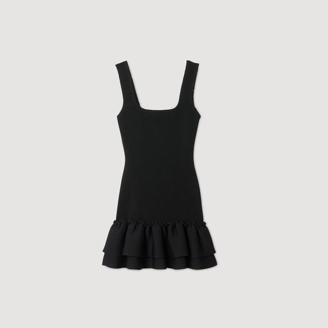 Mini knit dress with ruffles