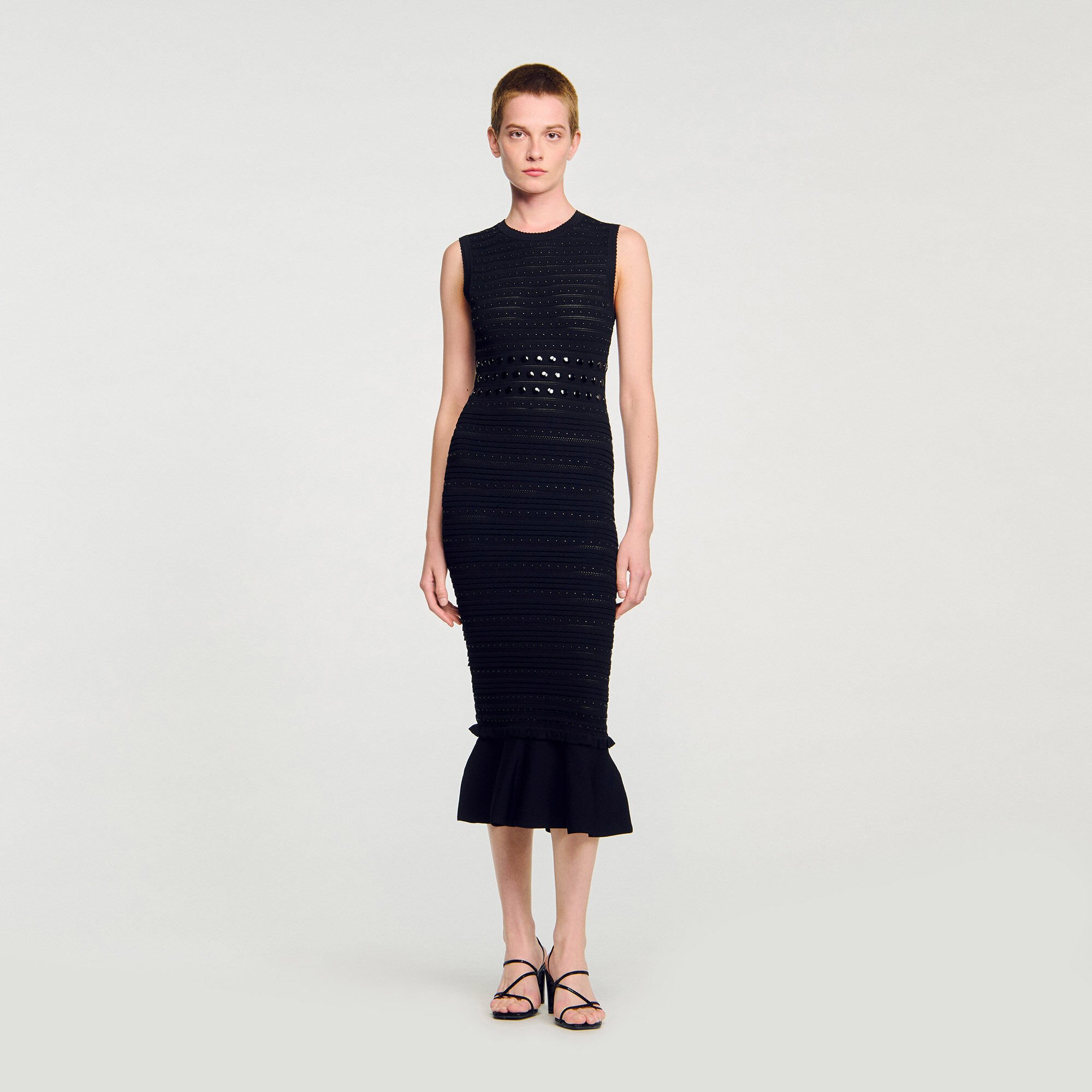 Knit midi dress with studs