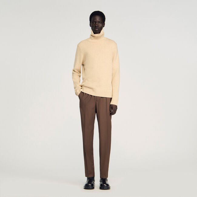 Elasticated straight-leg pants