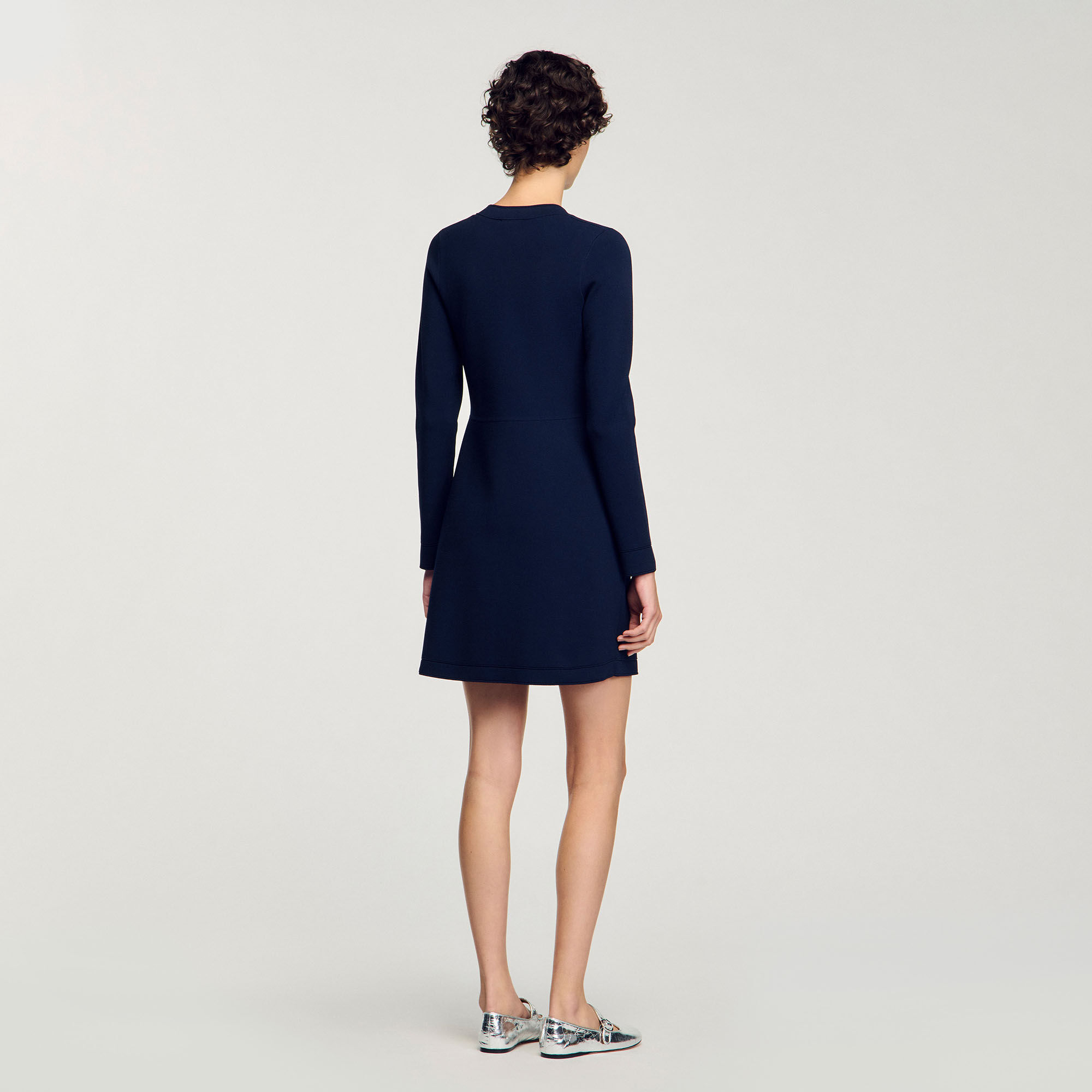 Mini button-up knit dress