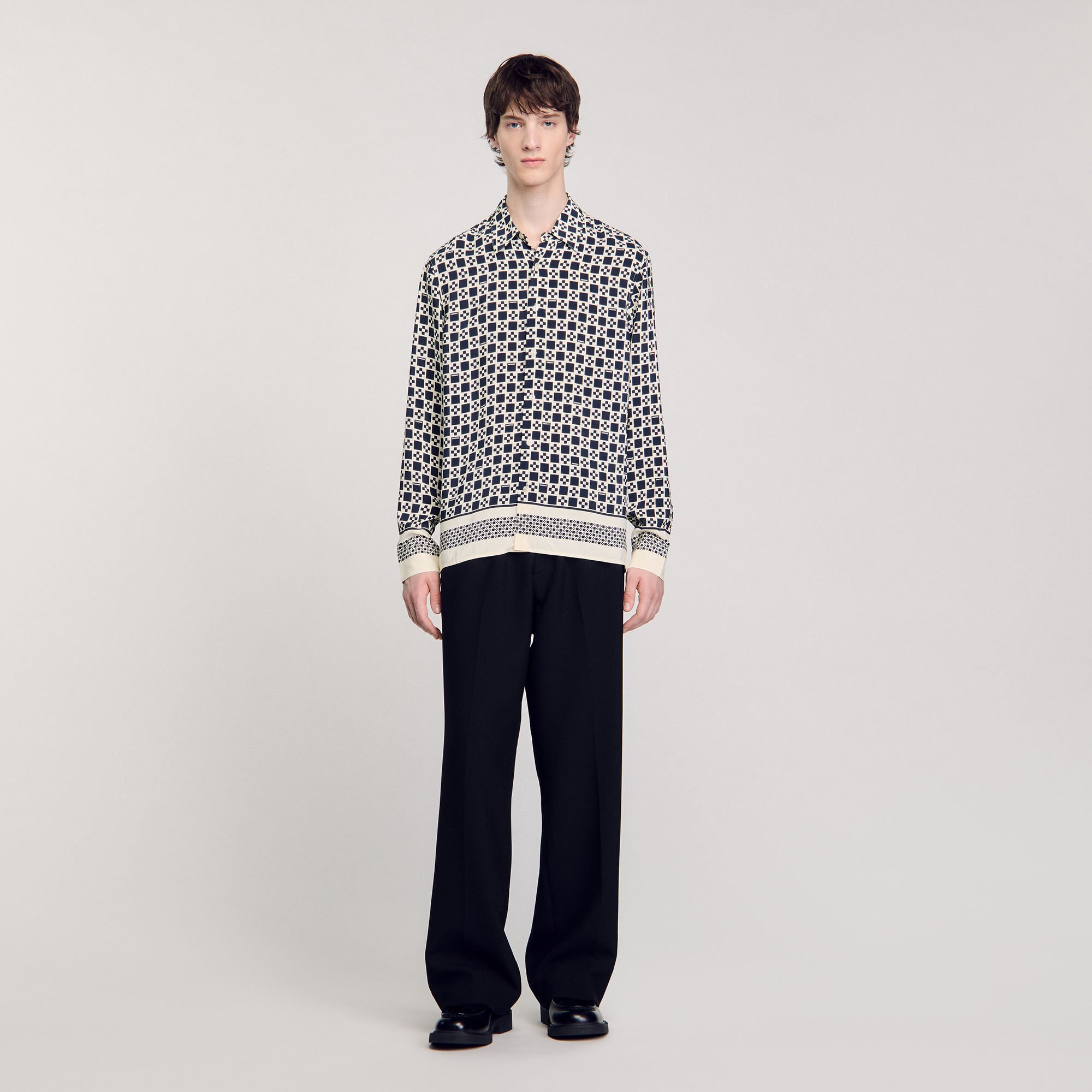 Square cross motif flowing shirt