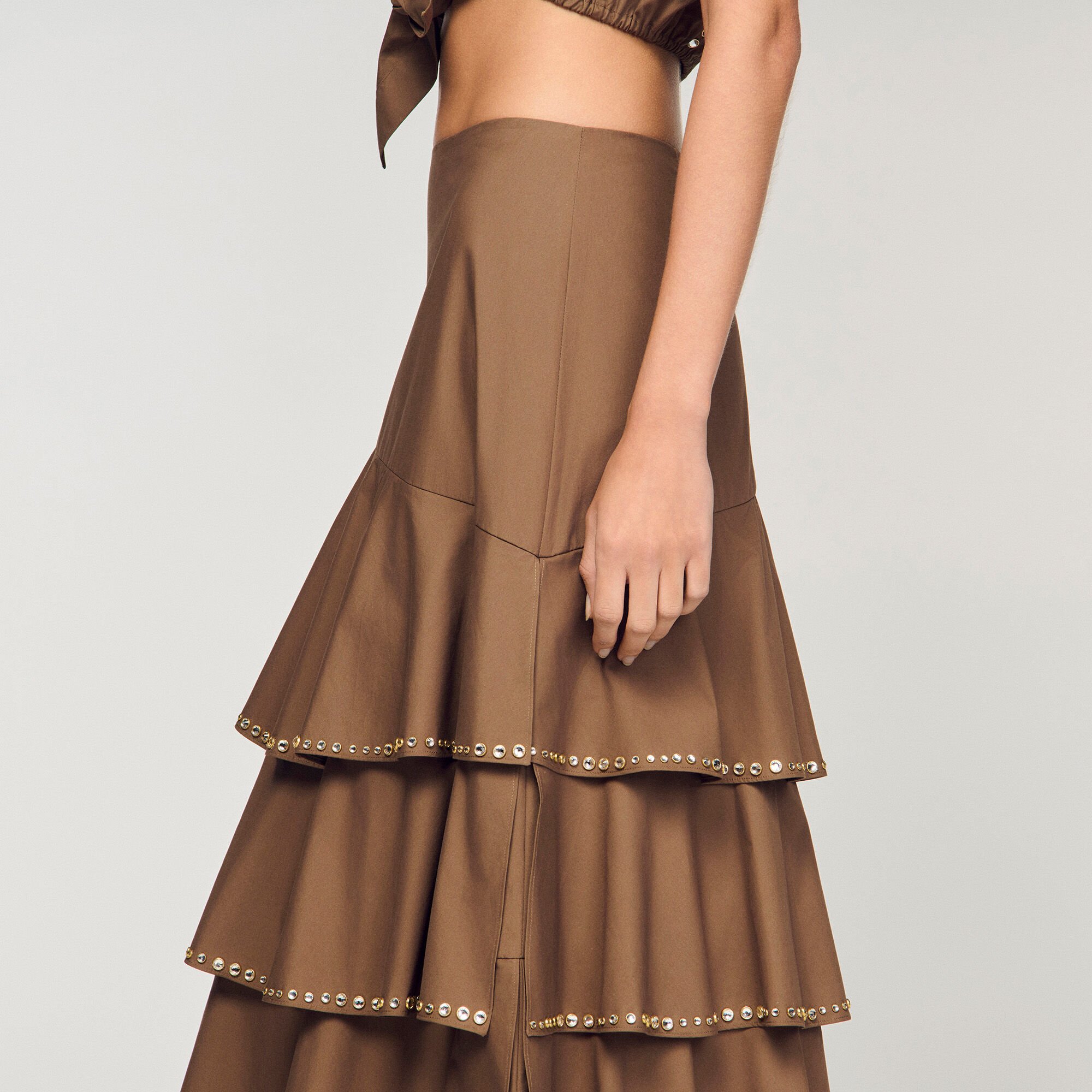 Maxi ruffled rhinestone skirt