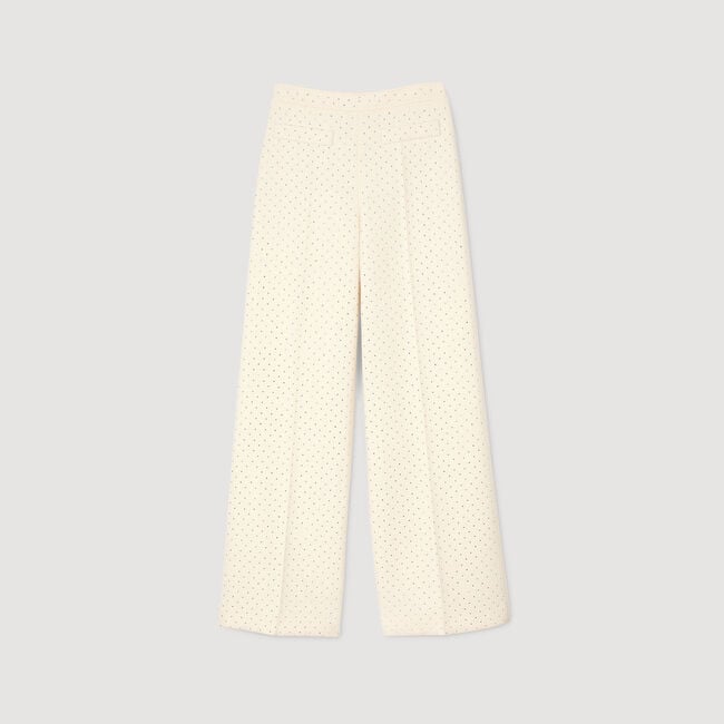 Tweed rhinestone-covered trousers
