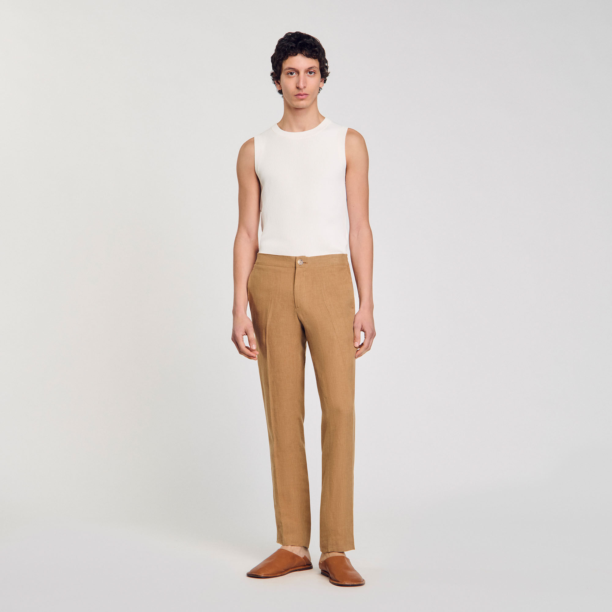 Linen trousers white / beige for Men | Sandro Paris