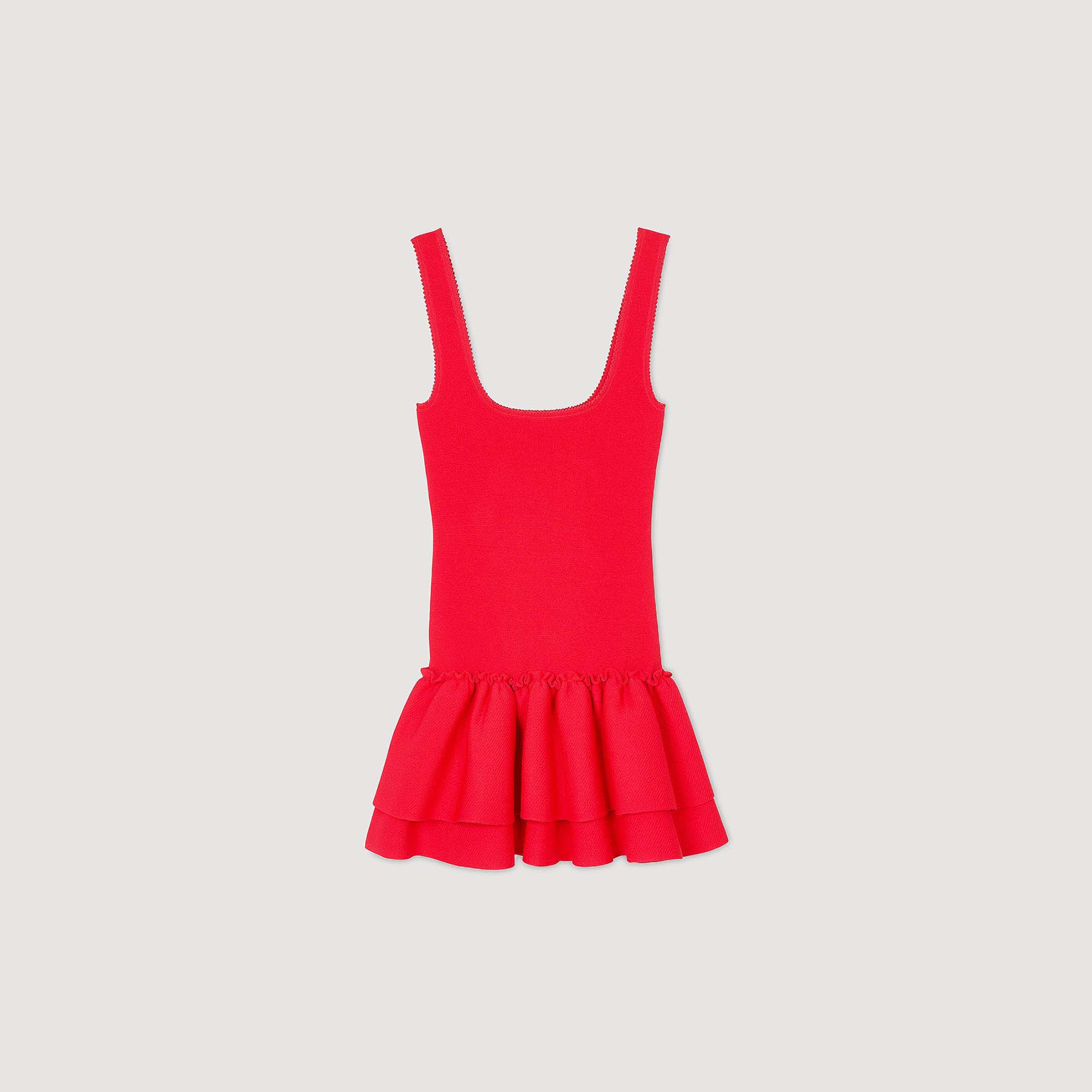 Short knit dress with ruffles