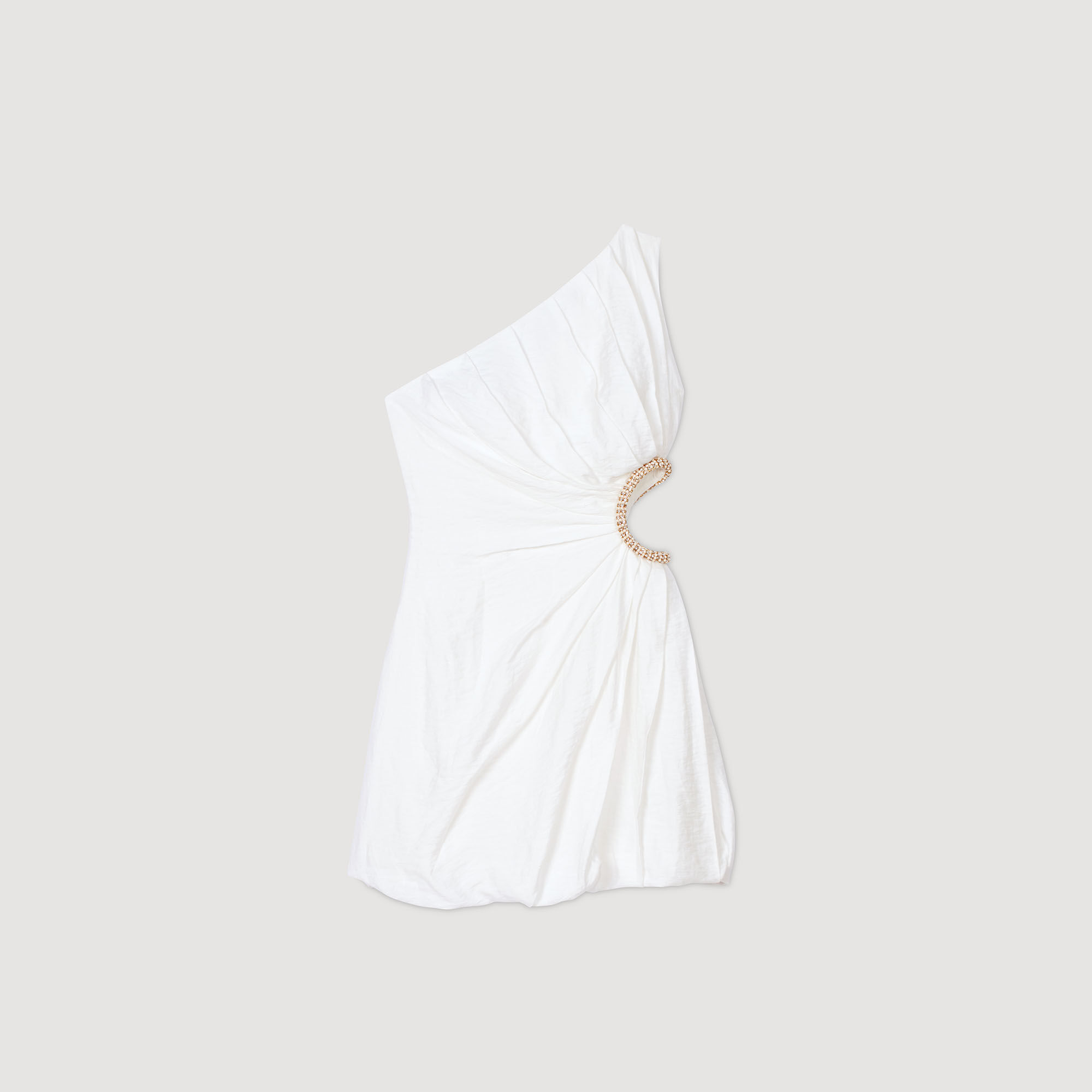 Mini asymmetrical dress white / beige For Women | Sandro Paris