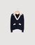 Cable knit sweater with low neckline