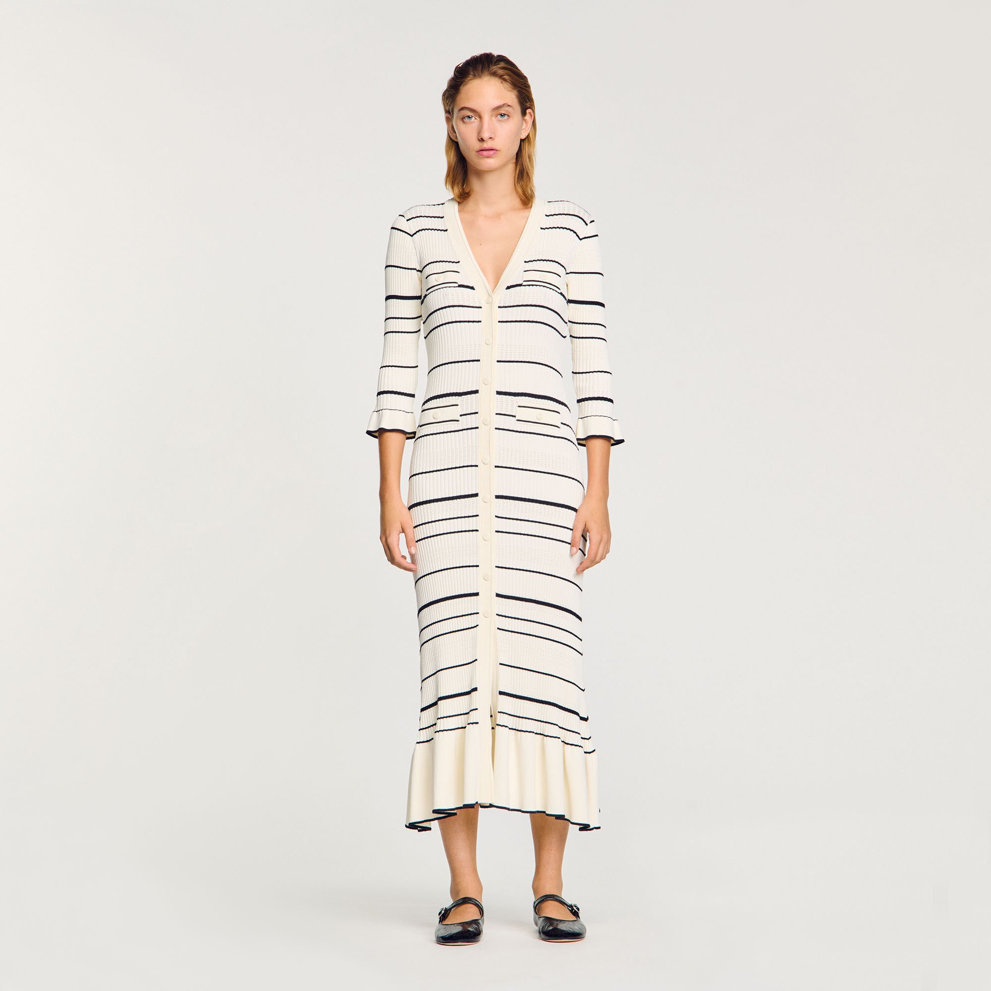 Striped knit maxi dress