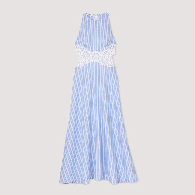 Striped maxi dress with lace