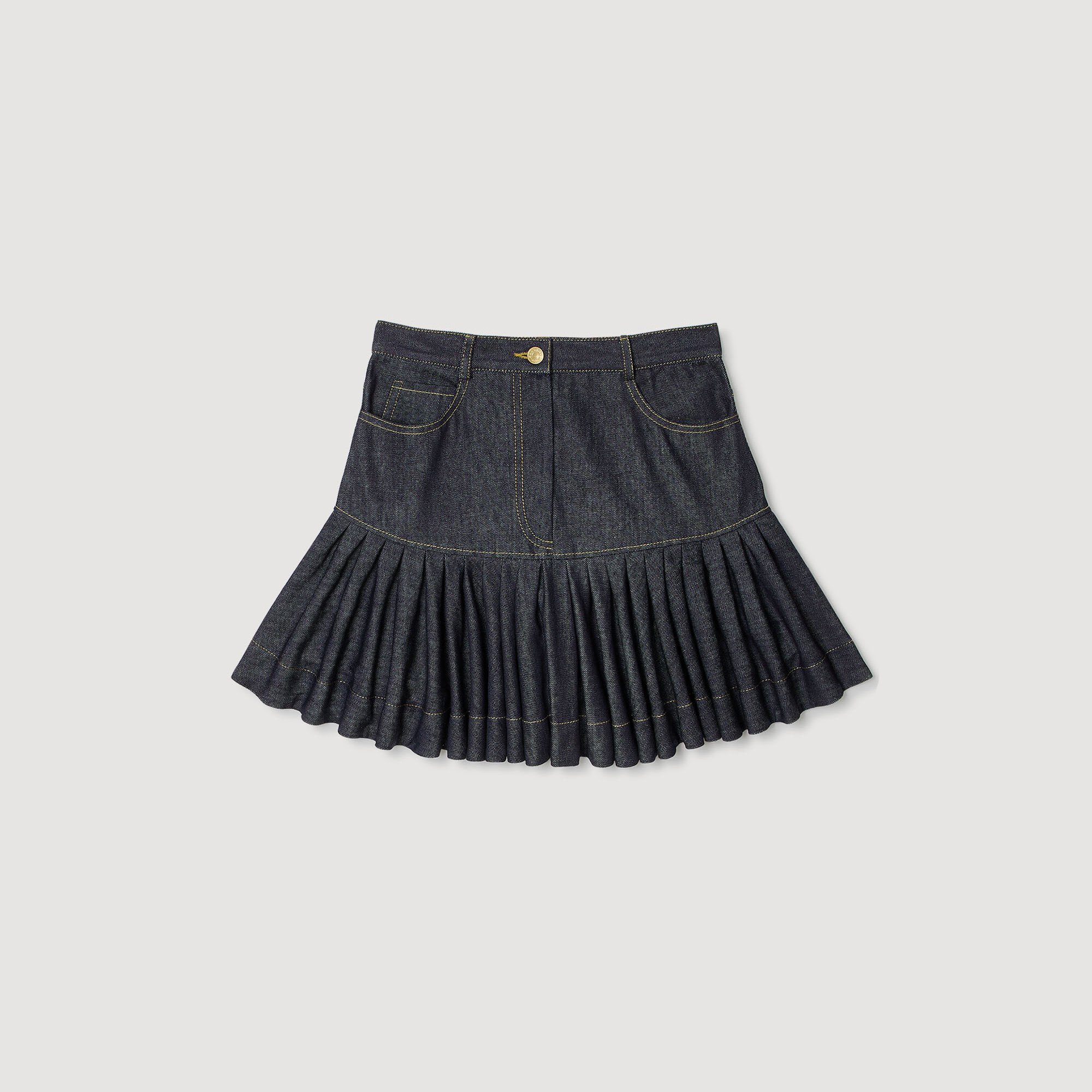 Mini denim ruffled skirt