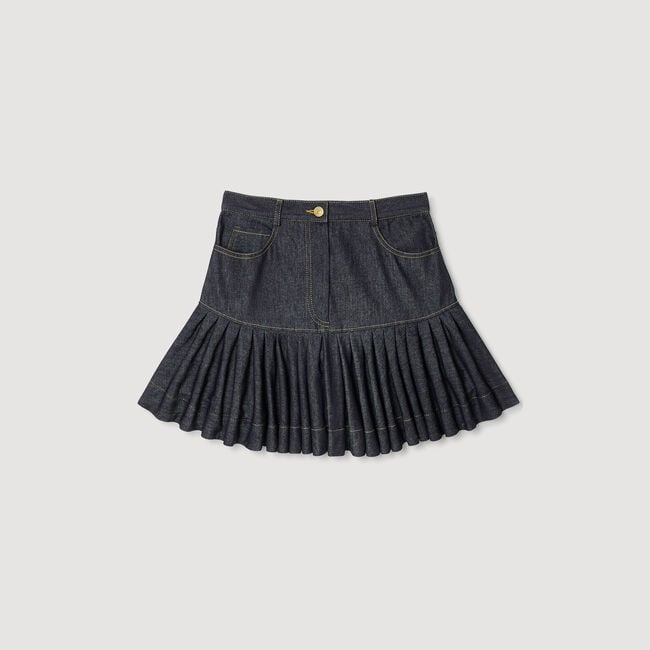 Mini denim ruffled skirt