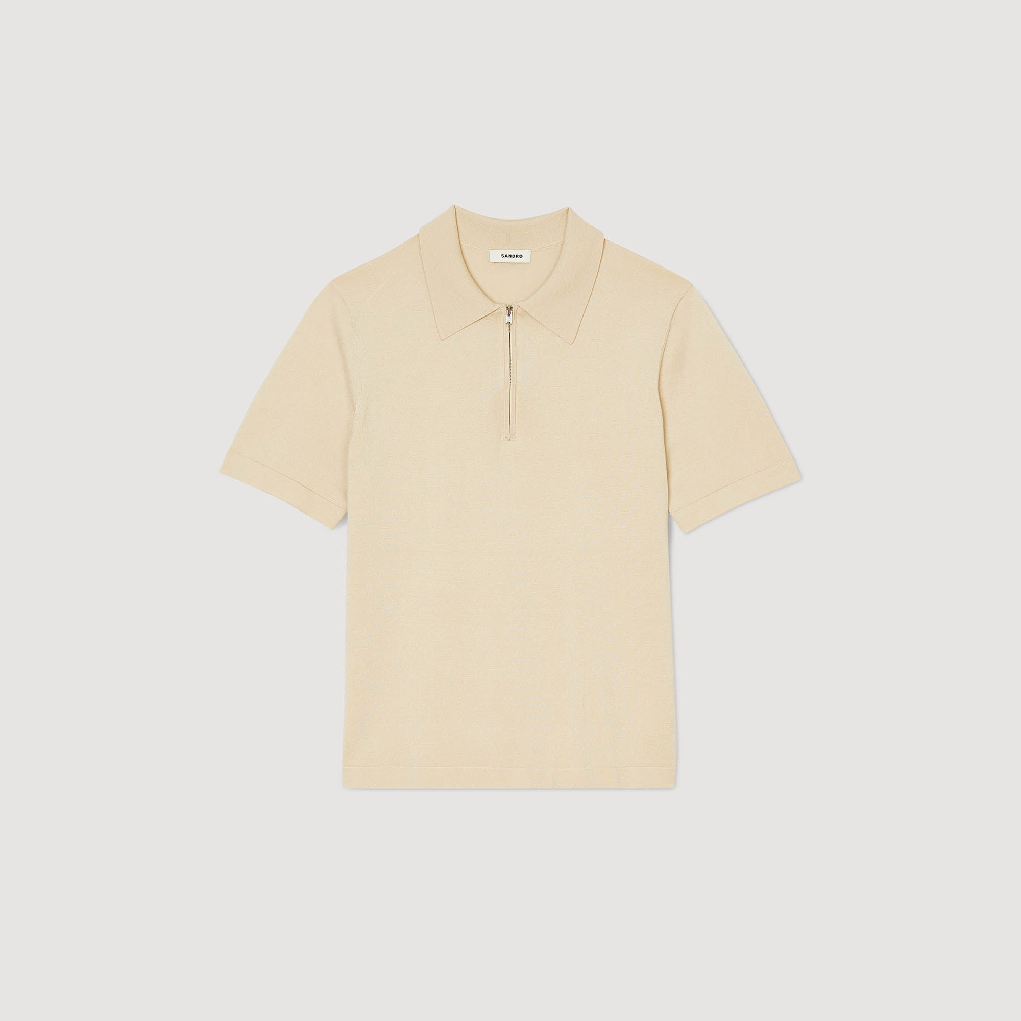 Knitted polo shirt with zip collar