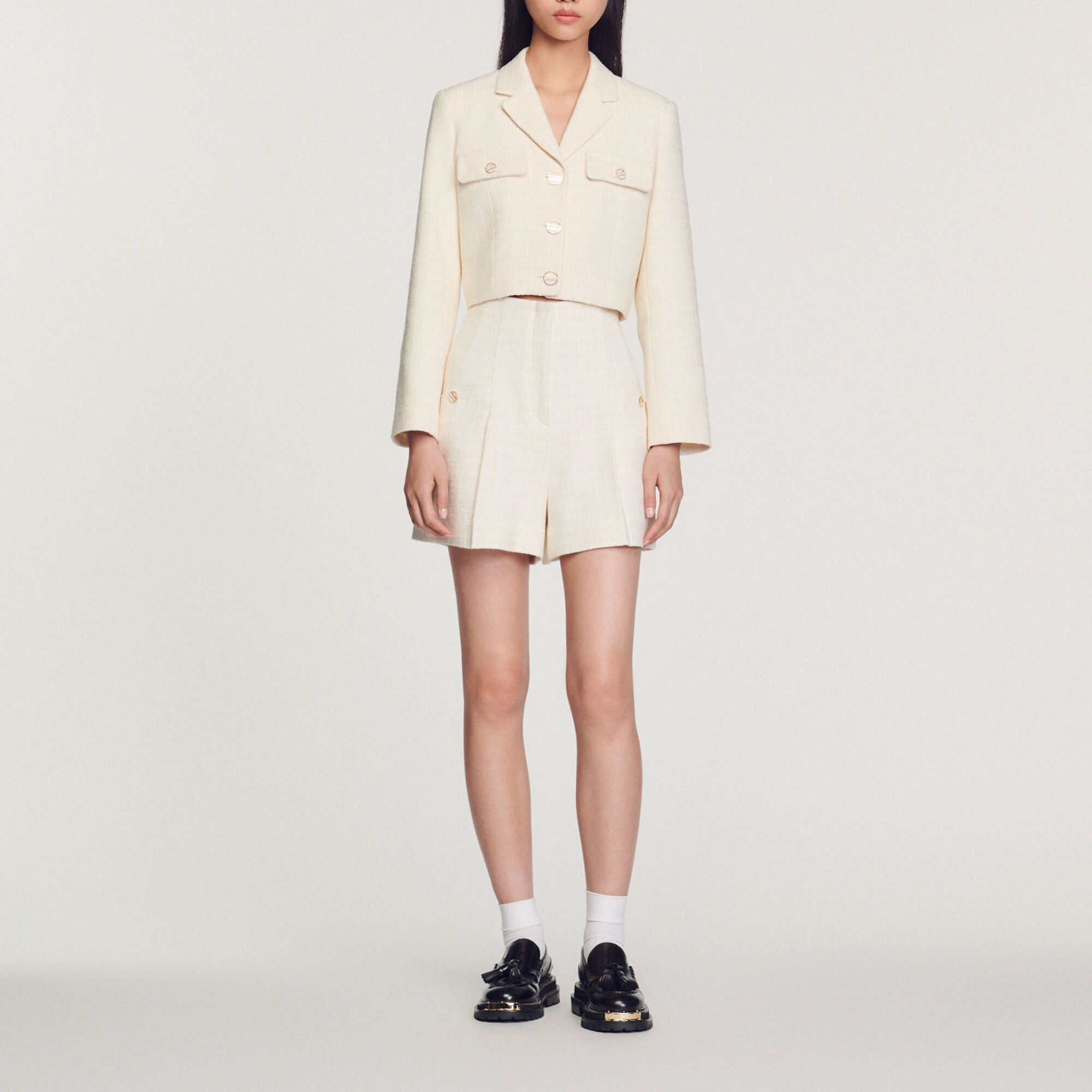 Tweed high-waisted shorts