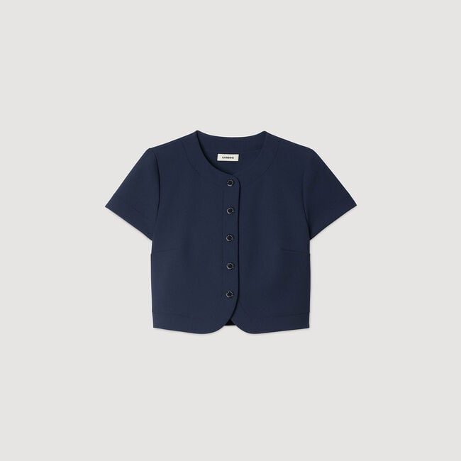 Rounded hem buttoned crop top