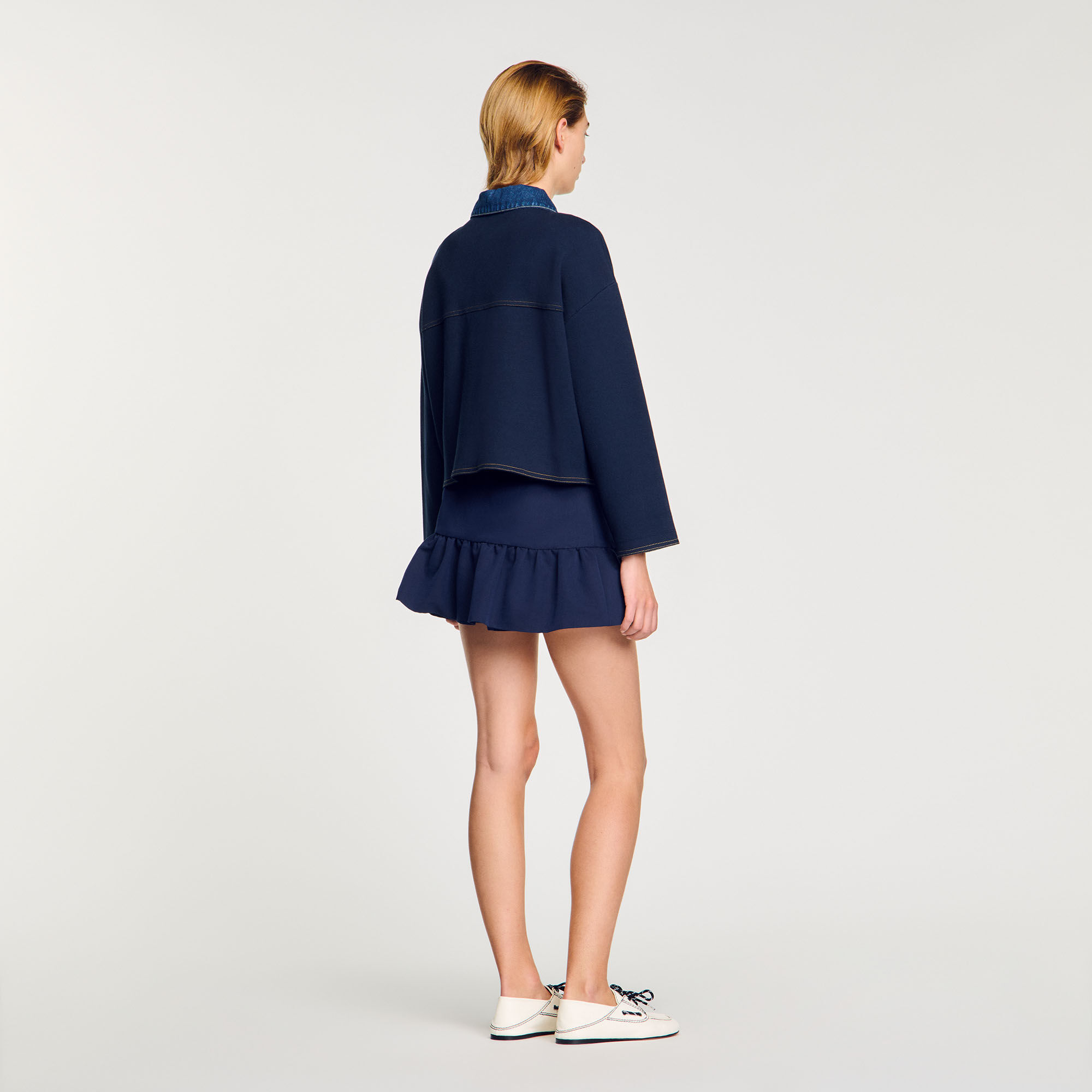 Denim detail cardigan blue For Women | Sandro Paris