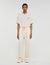Wide-leg elasticated cotton trousers