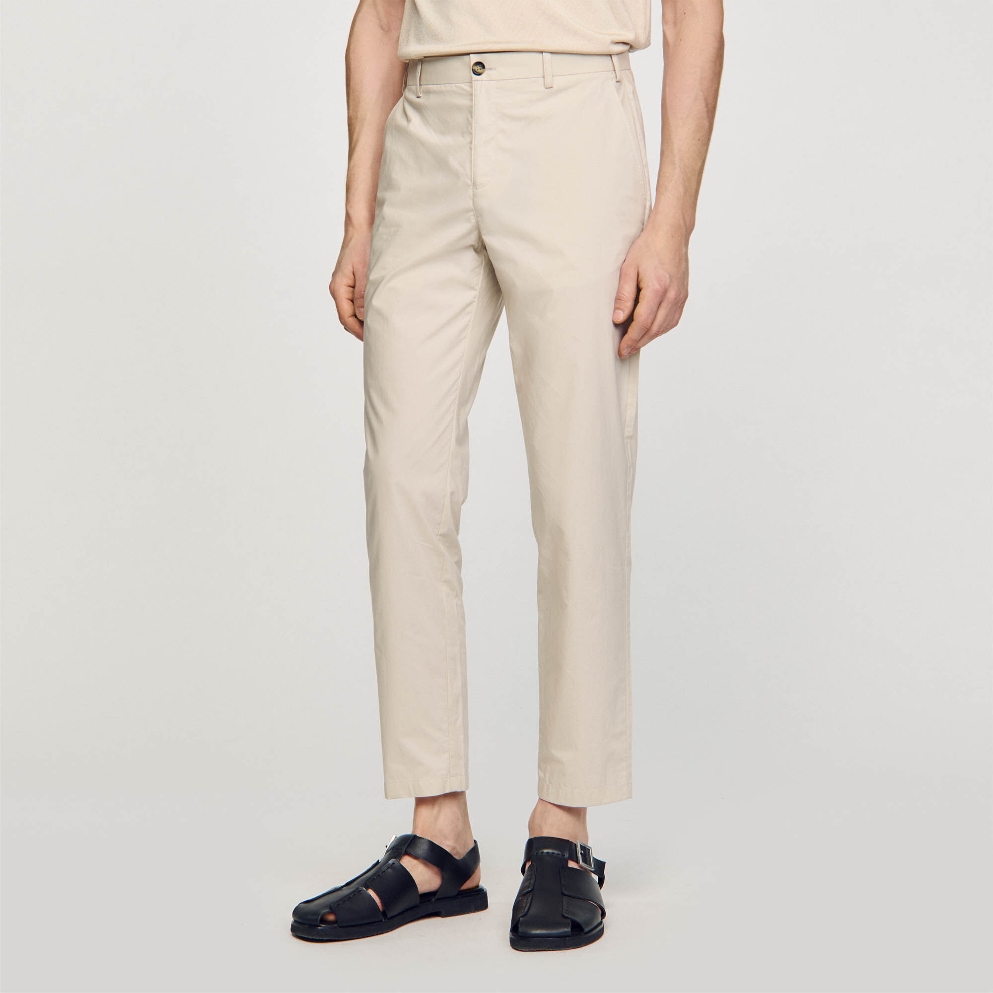 Cotton tapered trousers black / gray for Men | Sandro Paris