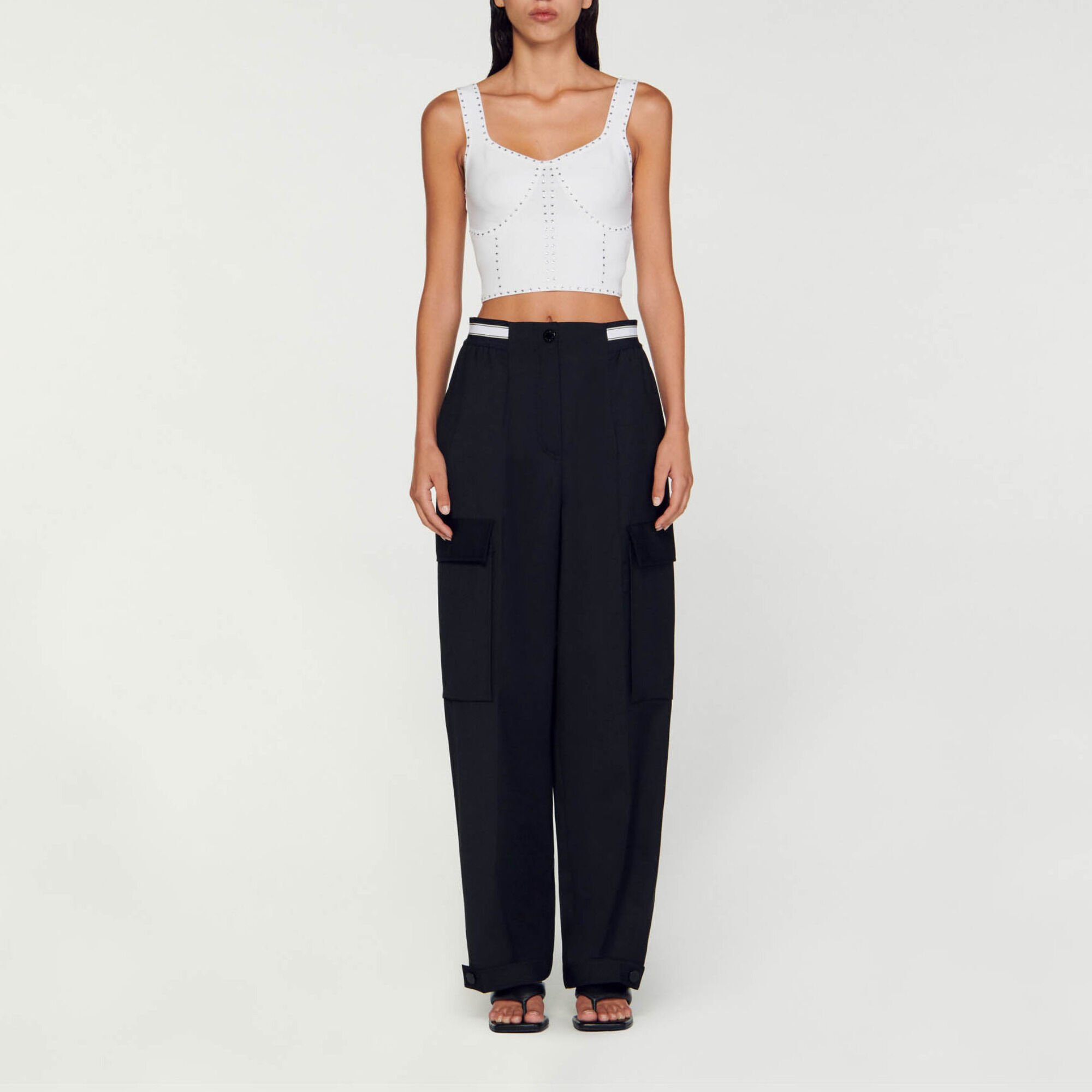 Rhinestone knit cropped top