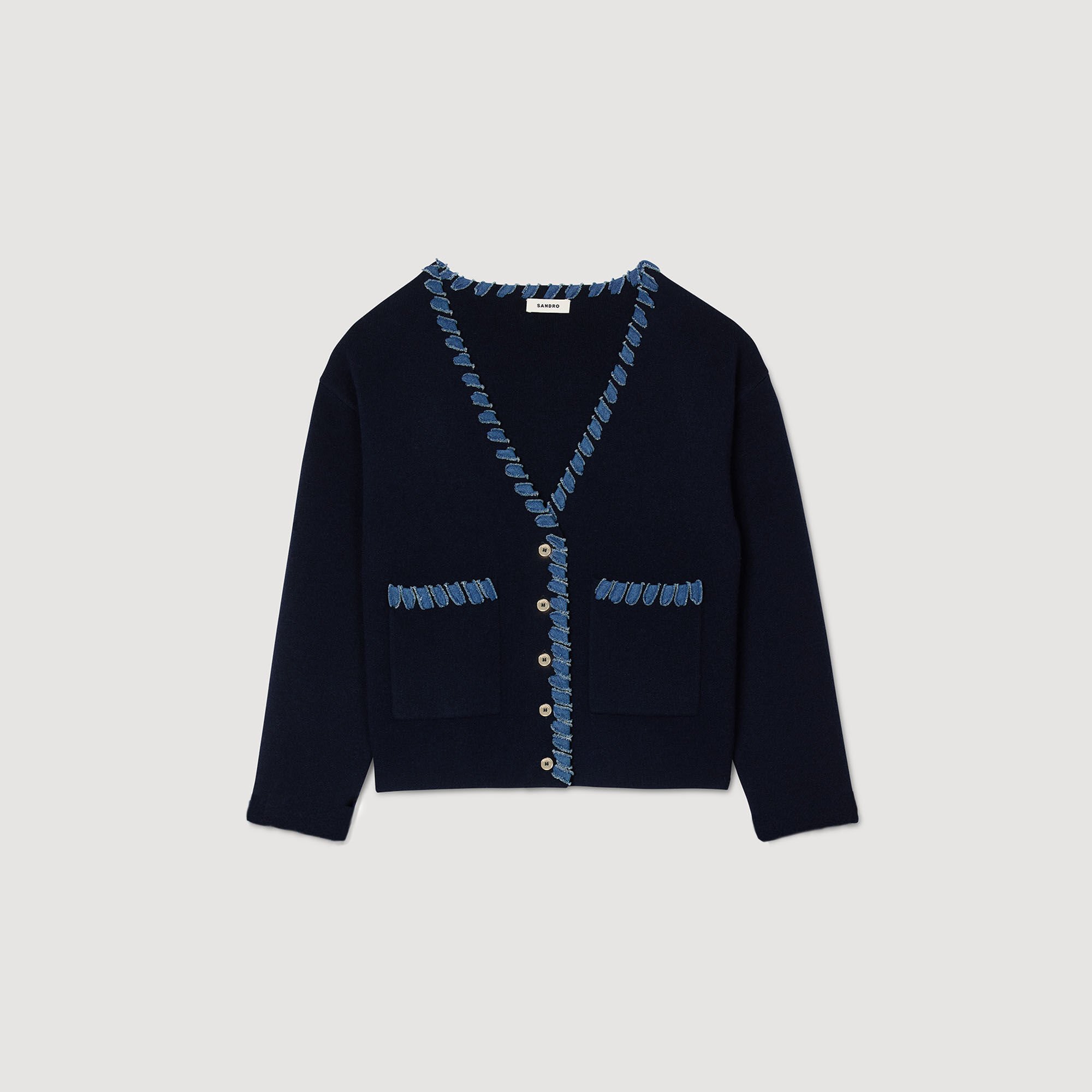 Cardigan with denim details