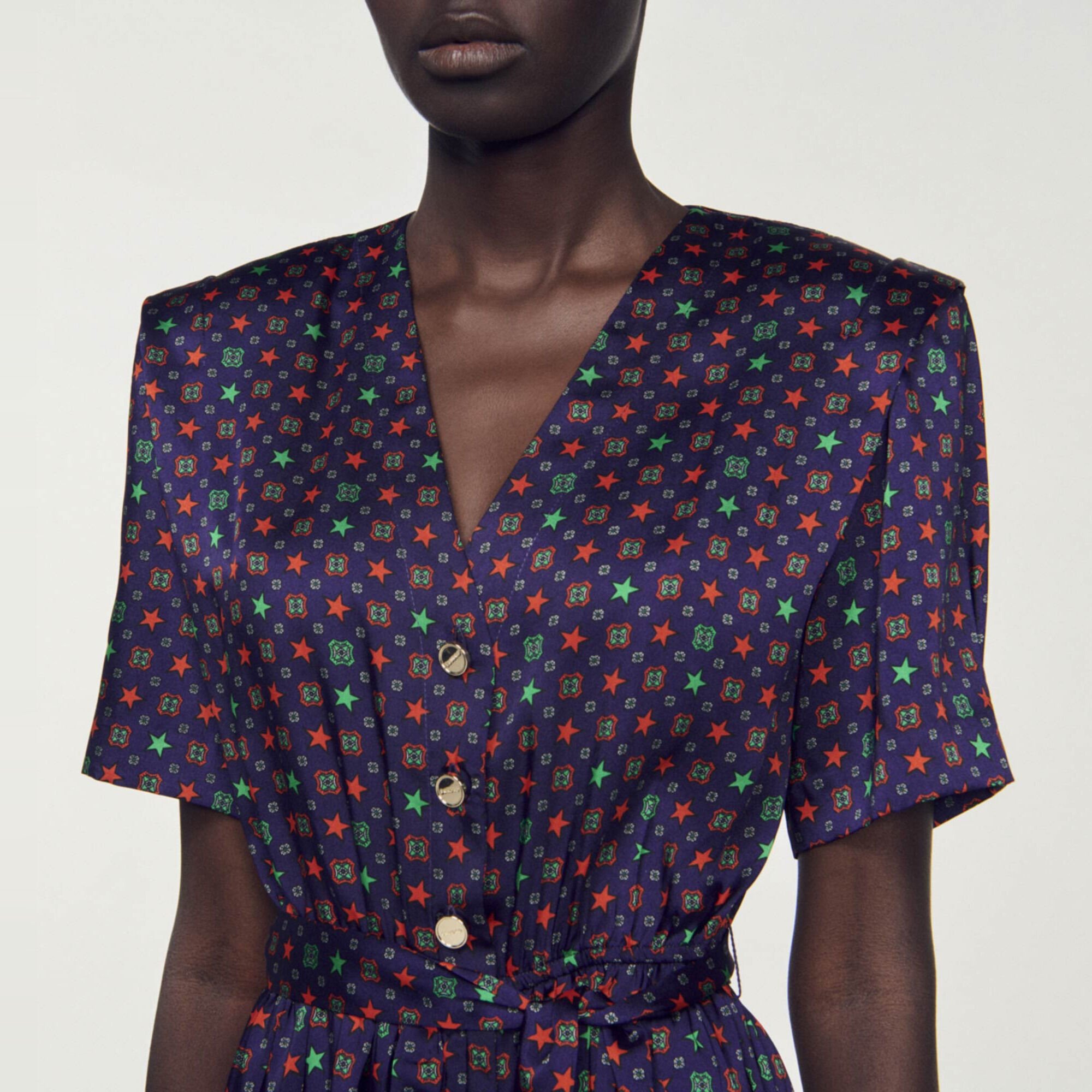 Printed satin romper