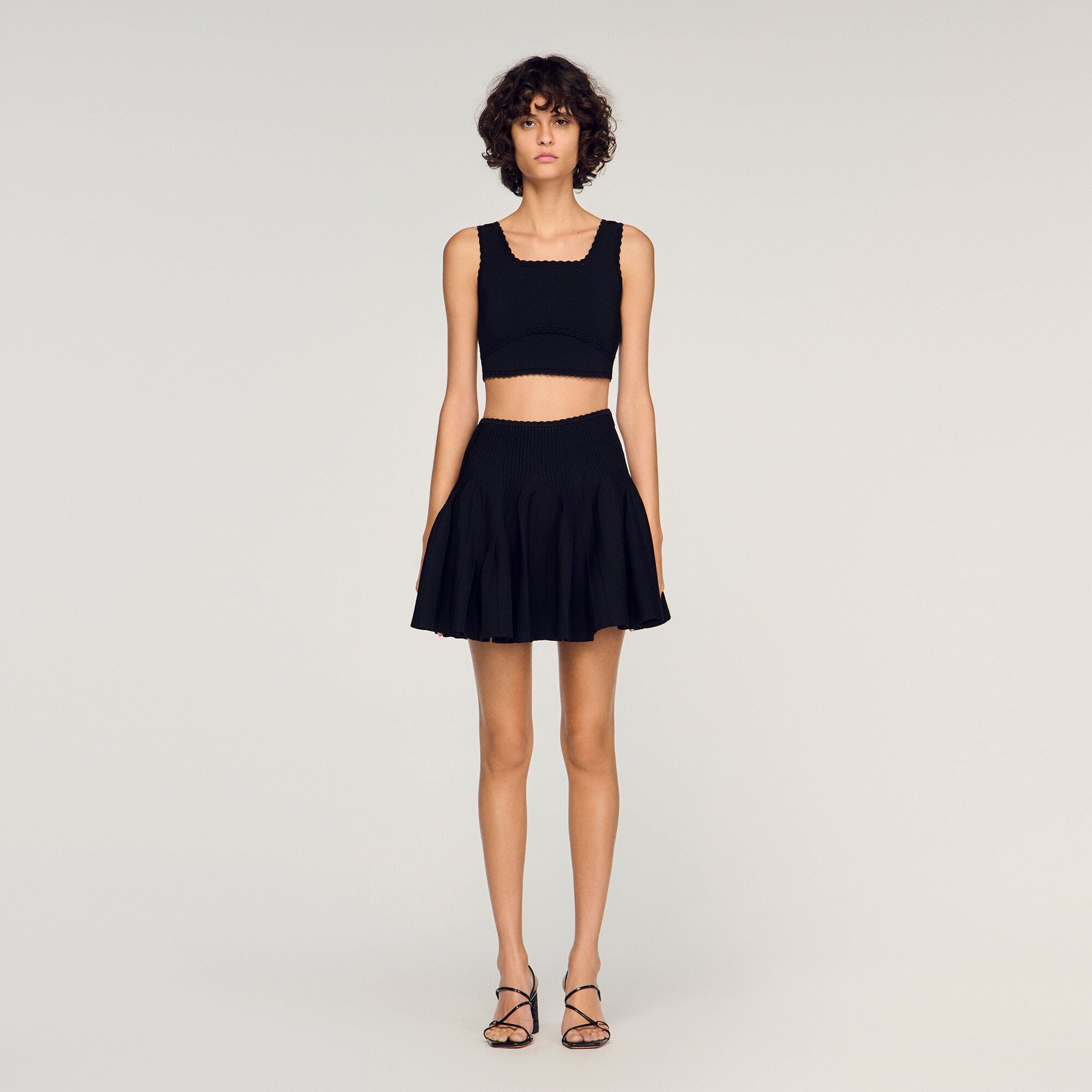 Mini knit godet skirt