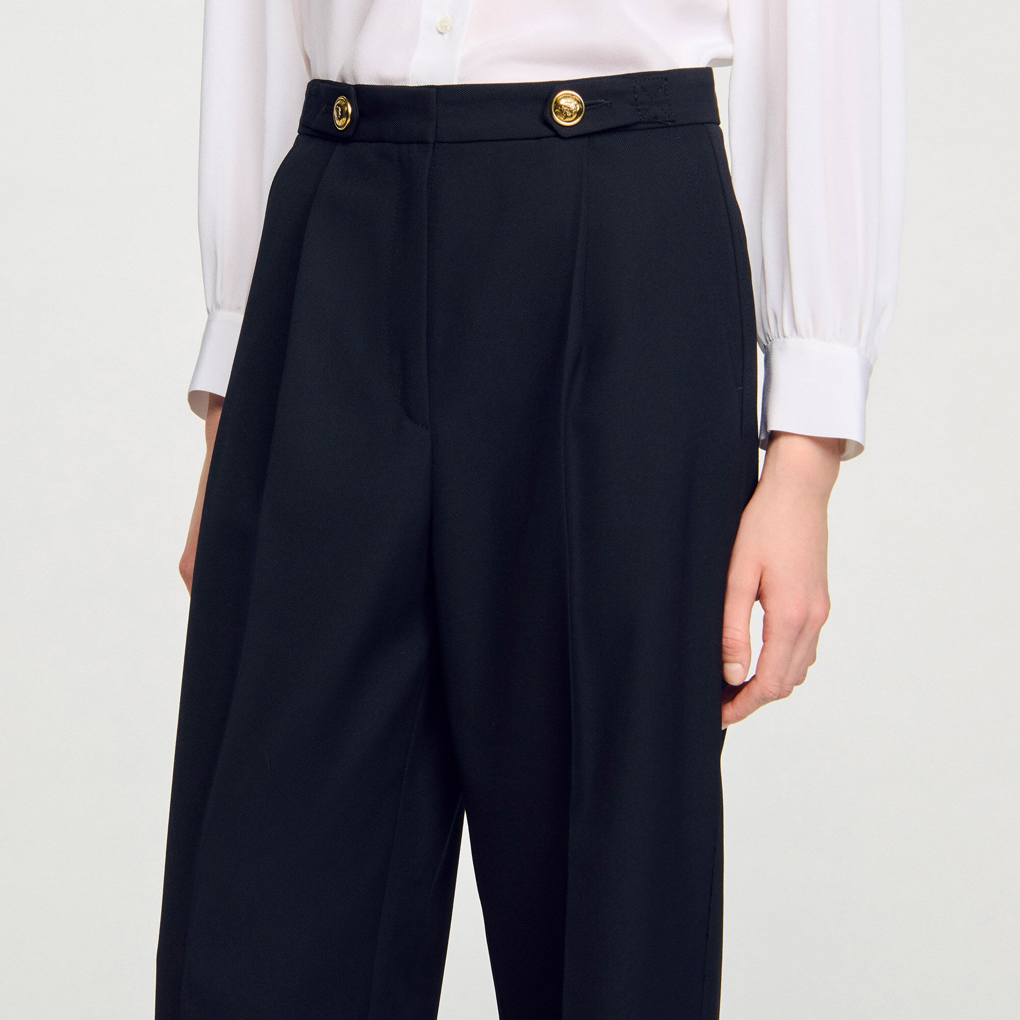 Straight-leg trousers black / gray For Women | Sandro Paris