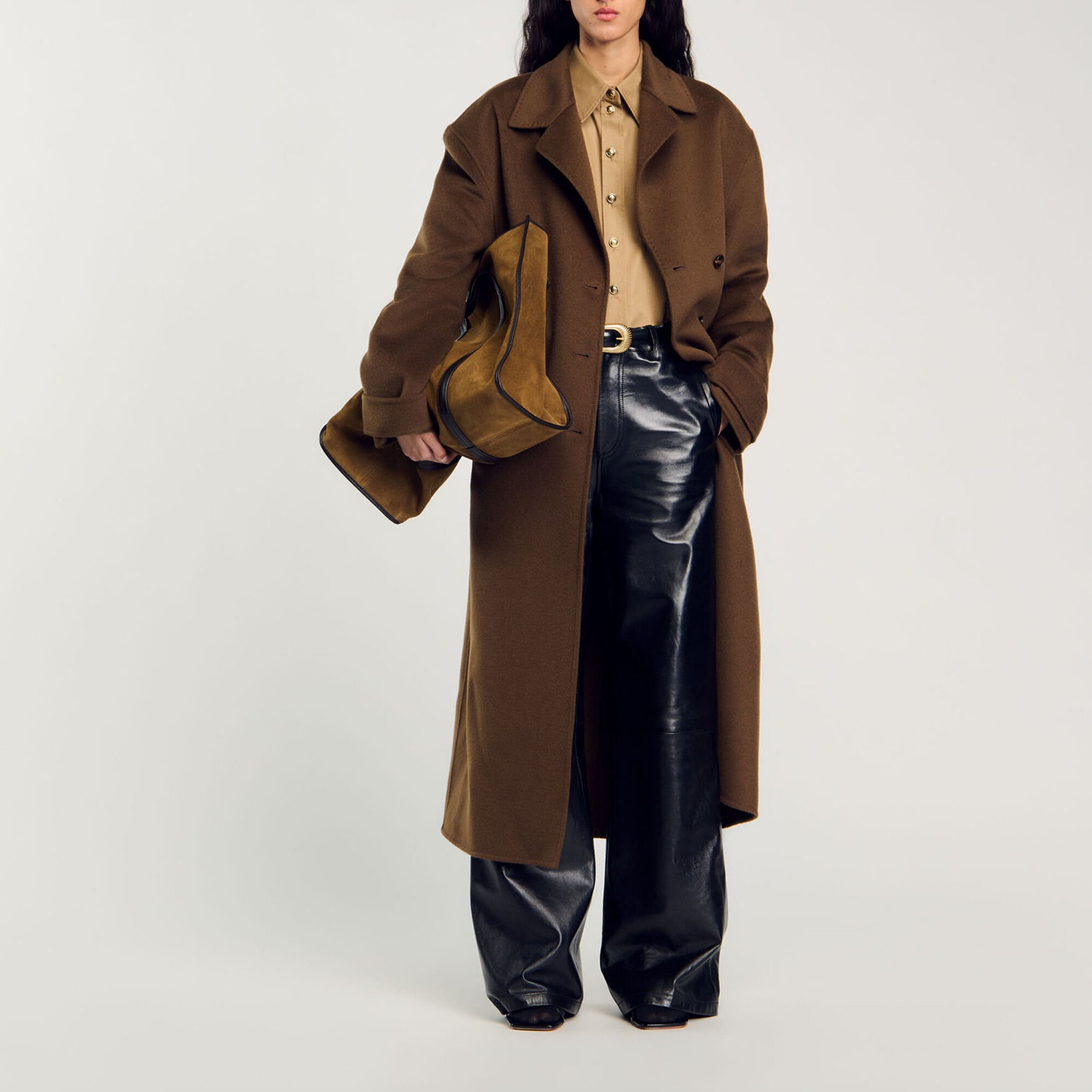 Flared leather trousers