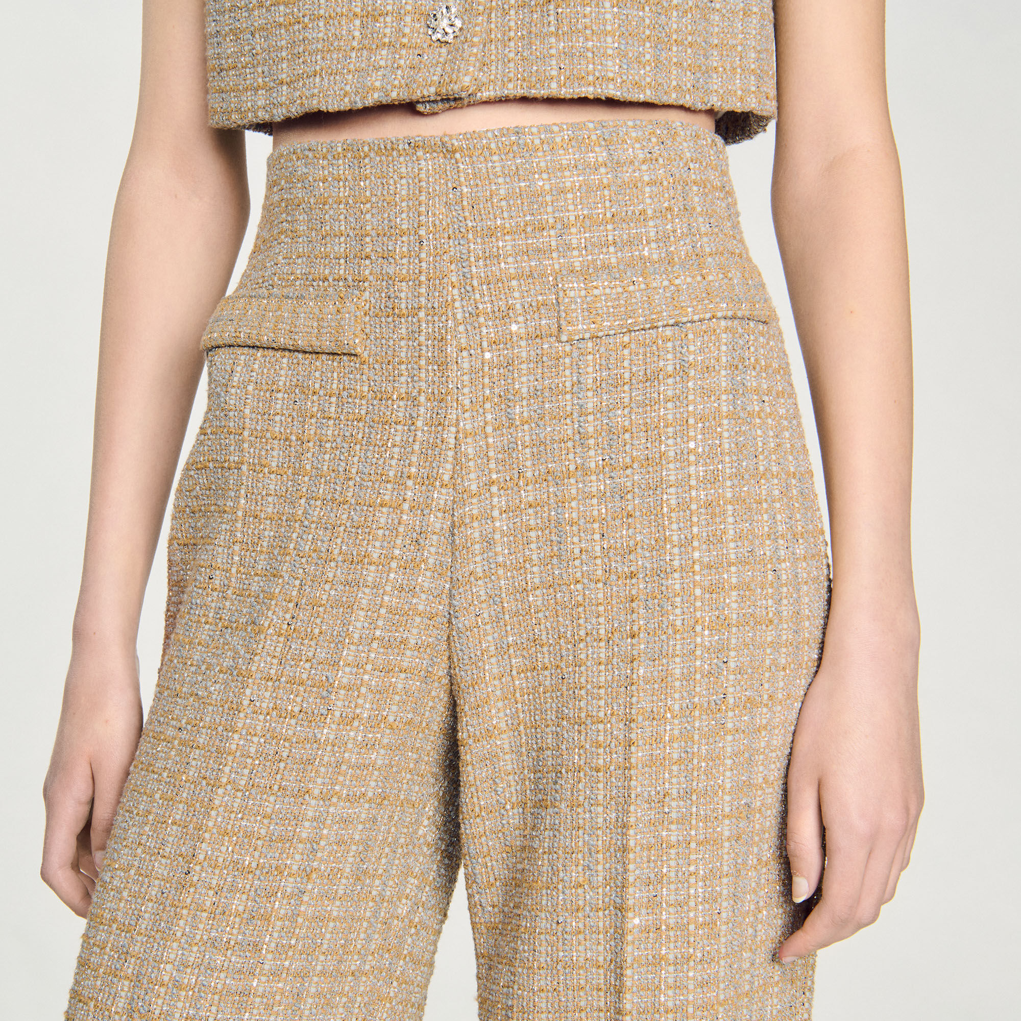 Straight-leg tweed trousers